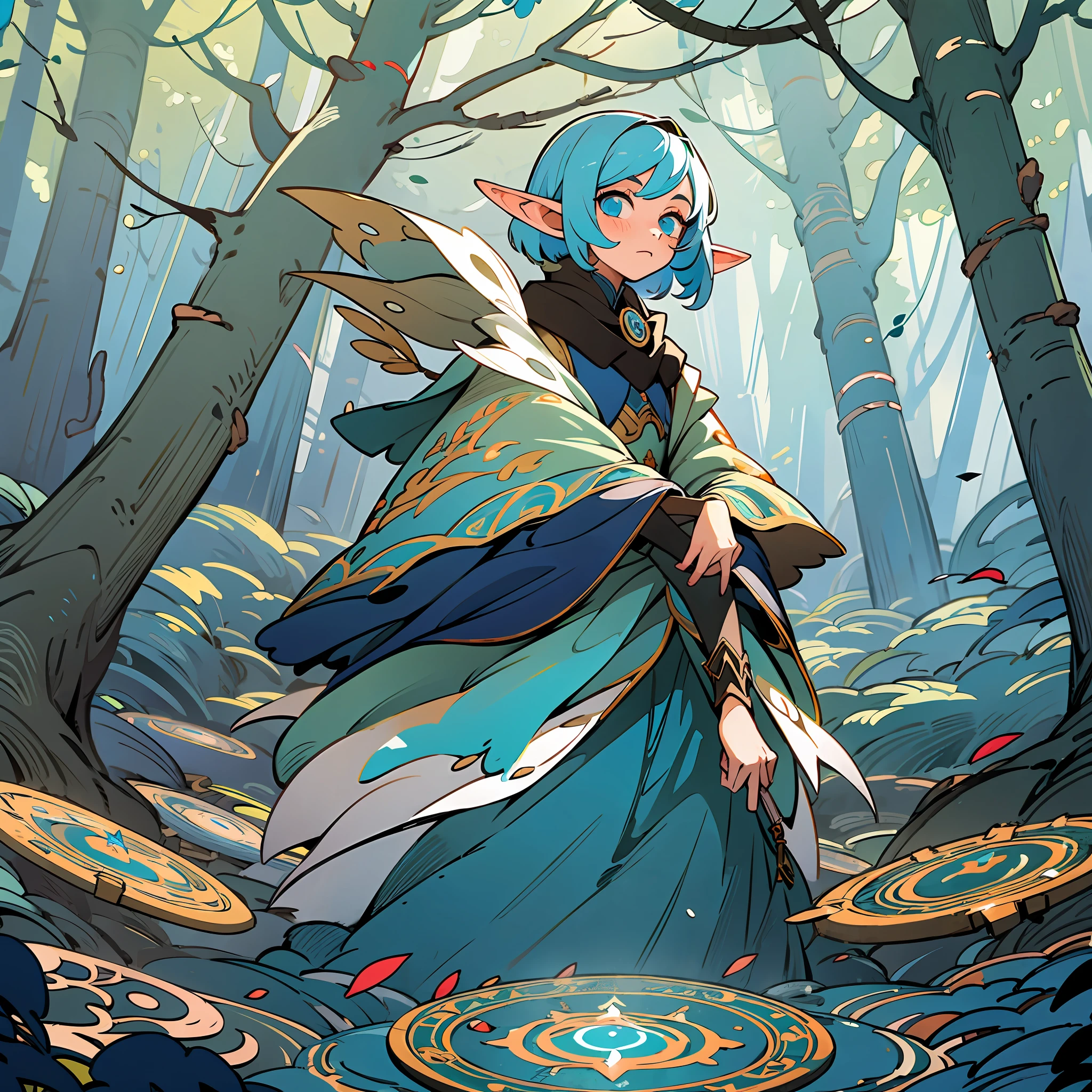 masterpiece,1girl,elf,High quality,deepforest, magic circle, --auto --s2