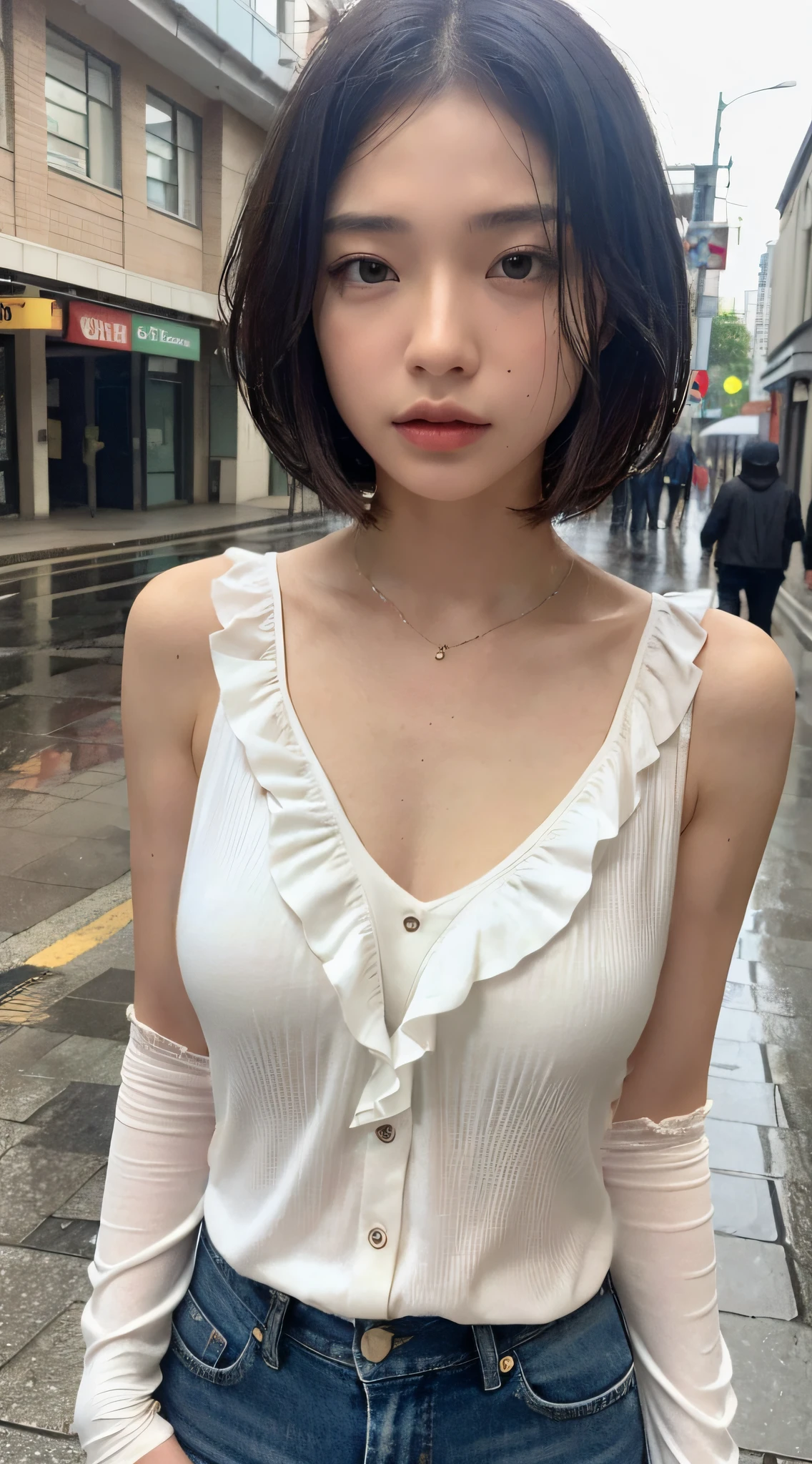 White ruffled shirt