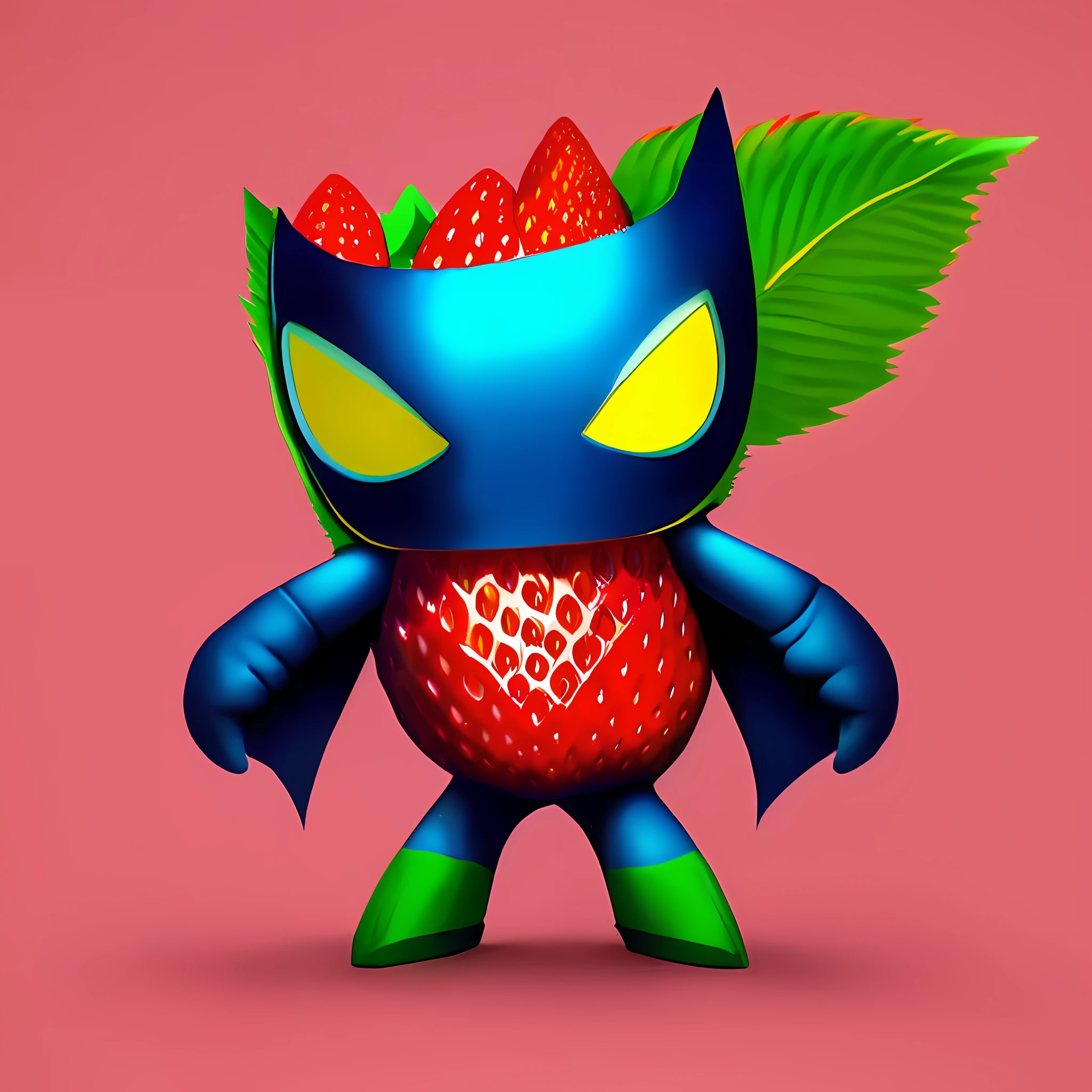 cartoon character of a cat with a strawberry in his hand, strawberry ninja, fight with strawberries, chibi, stylized digital illustration, stylized 3 d, superhero, cute 3 d render, cute detailed digital art, fruit monster, toon render keyshot, hero 2 d fanart artsation, 3 d render stylized, by Justin Sweet, rendered art, sfw version