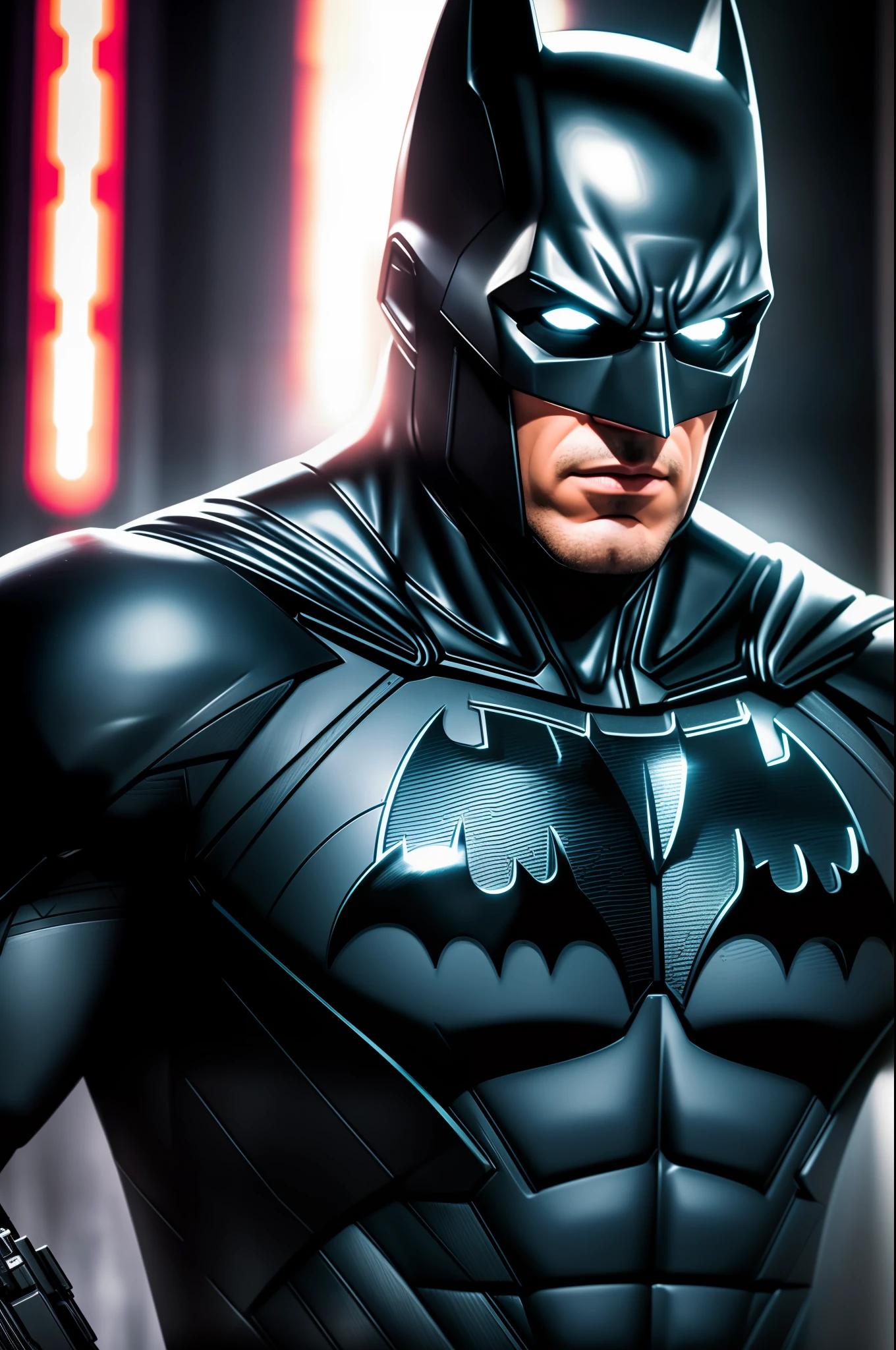 Batman as The Terminator (movie), 64k, realistic, high definicion, ultra resolution, ultra detailed, Fujifilm XT3, Dark ilumination, intensity, dramatic, panic, --auto --s2