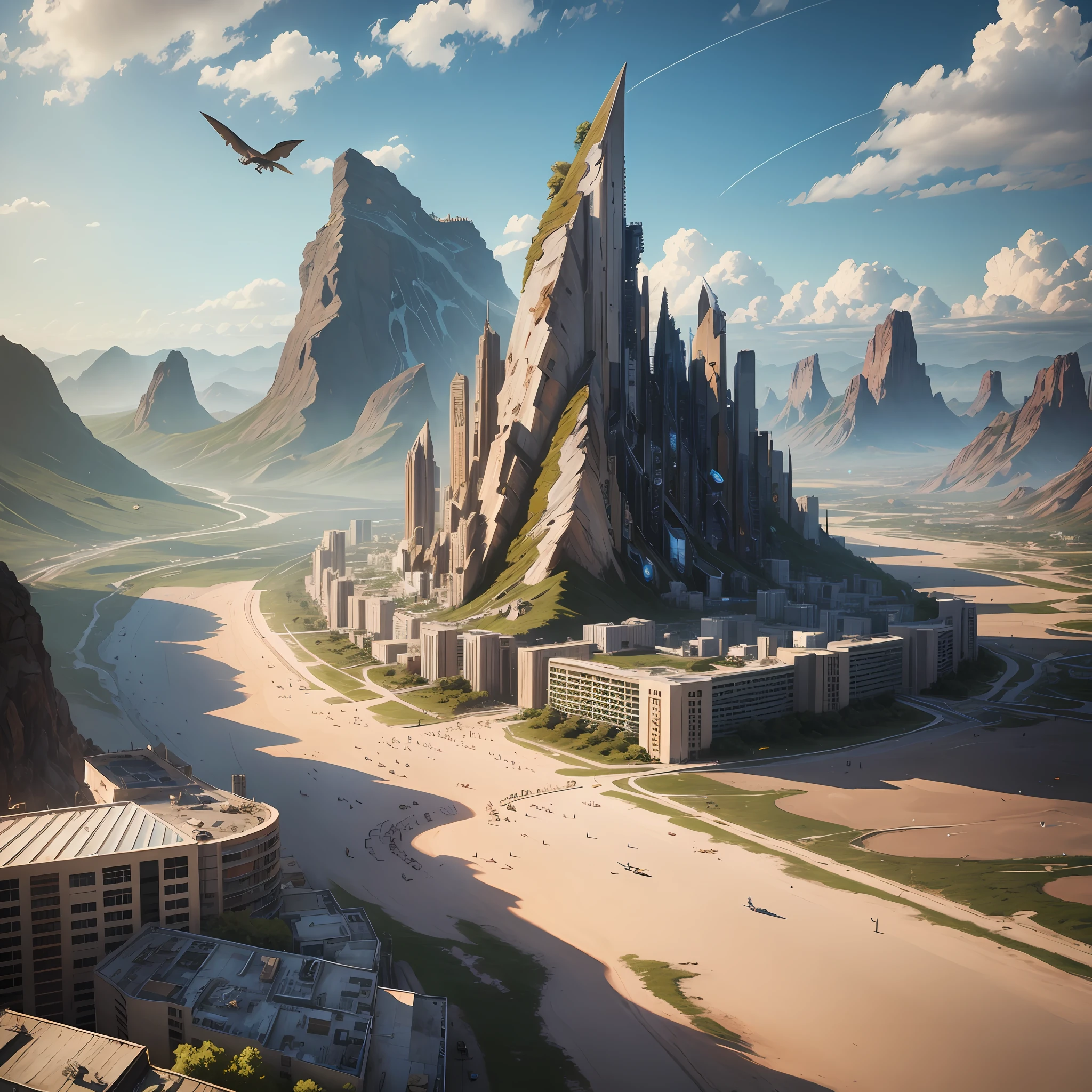 Fossil, Pterosaur, Realistic, 4K, 8K, Highest Quality, Masterpiece, Destruction City, Spitfire