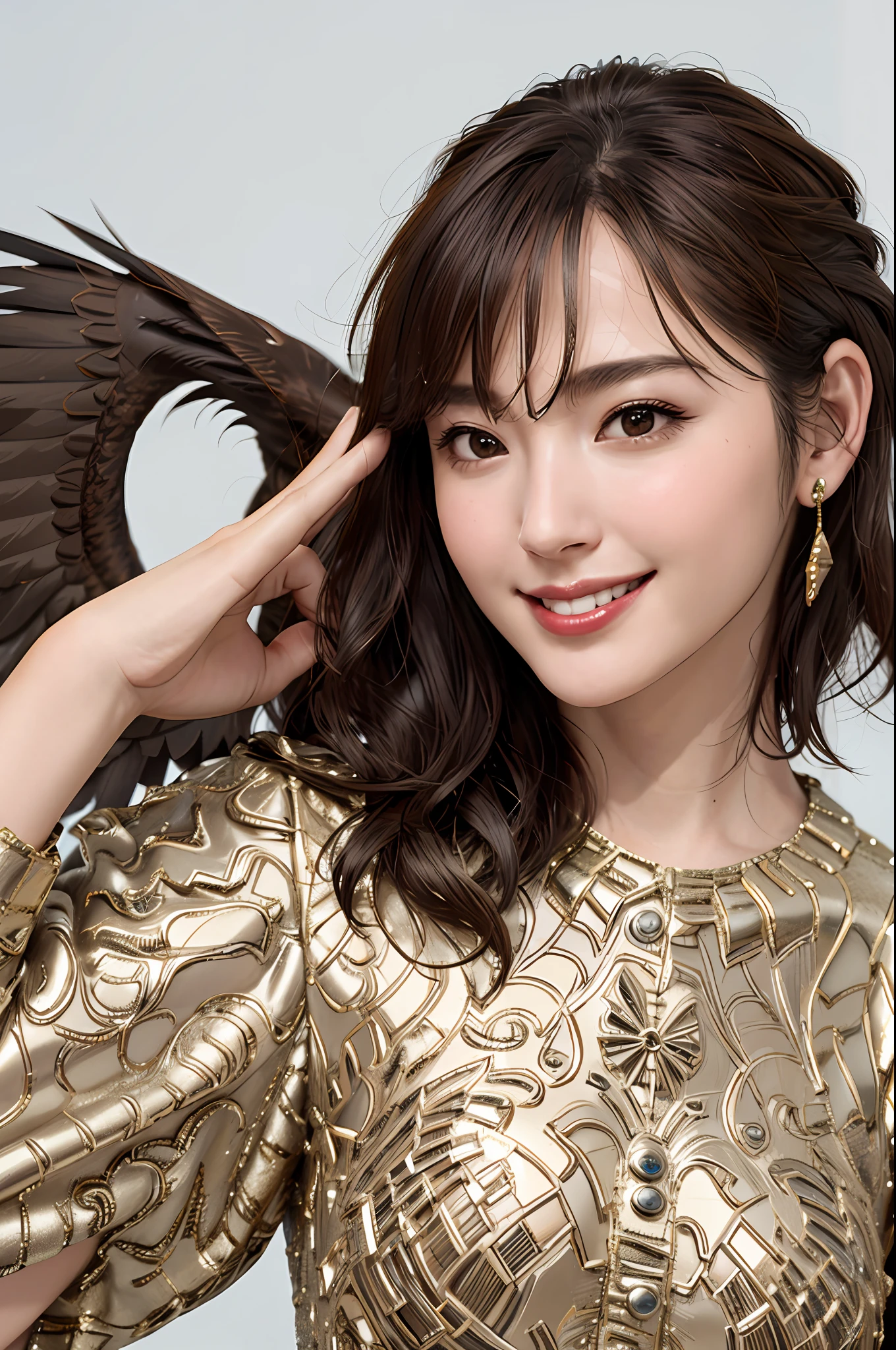 Top quality, full body, masterpiece, ultra high resolution, photorealistic, highly detailed, professional lighting smile, eagle nose, short hair