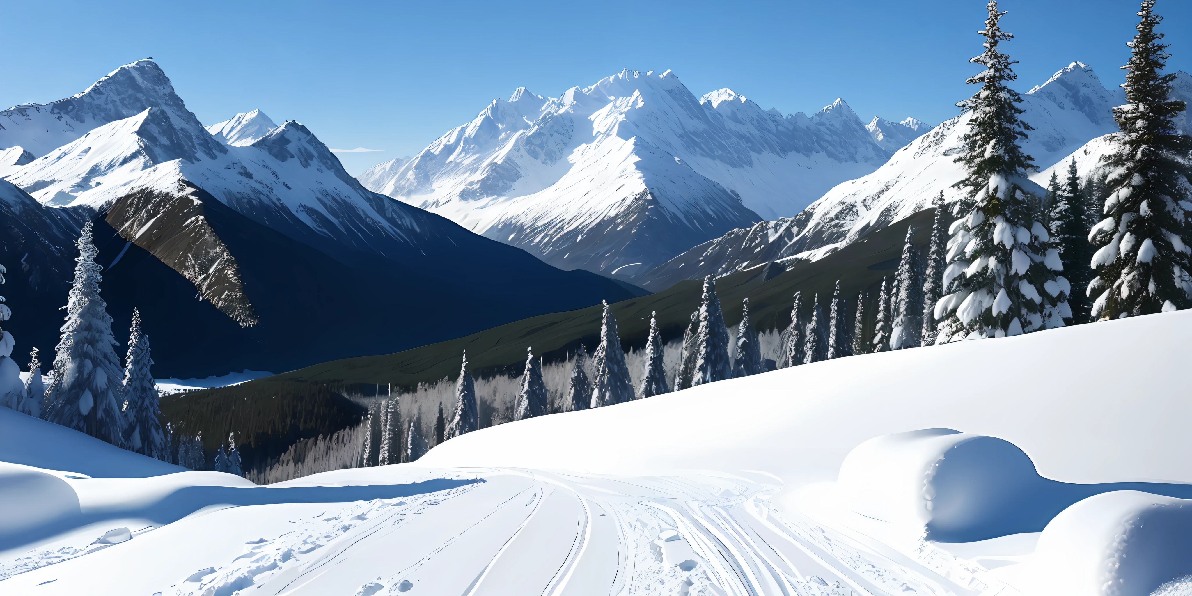 Reality, nature, snowy mountains, ultra-realistic, very detailed, shooting,