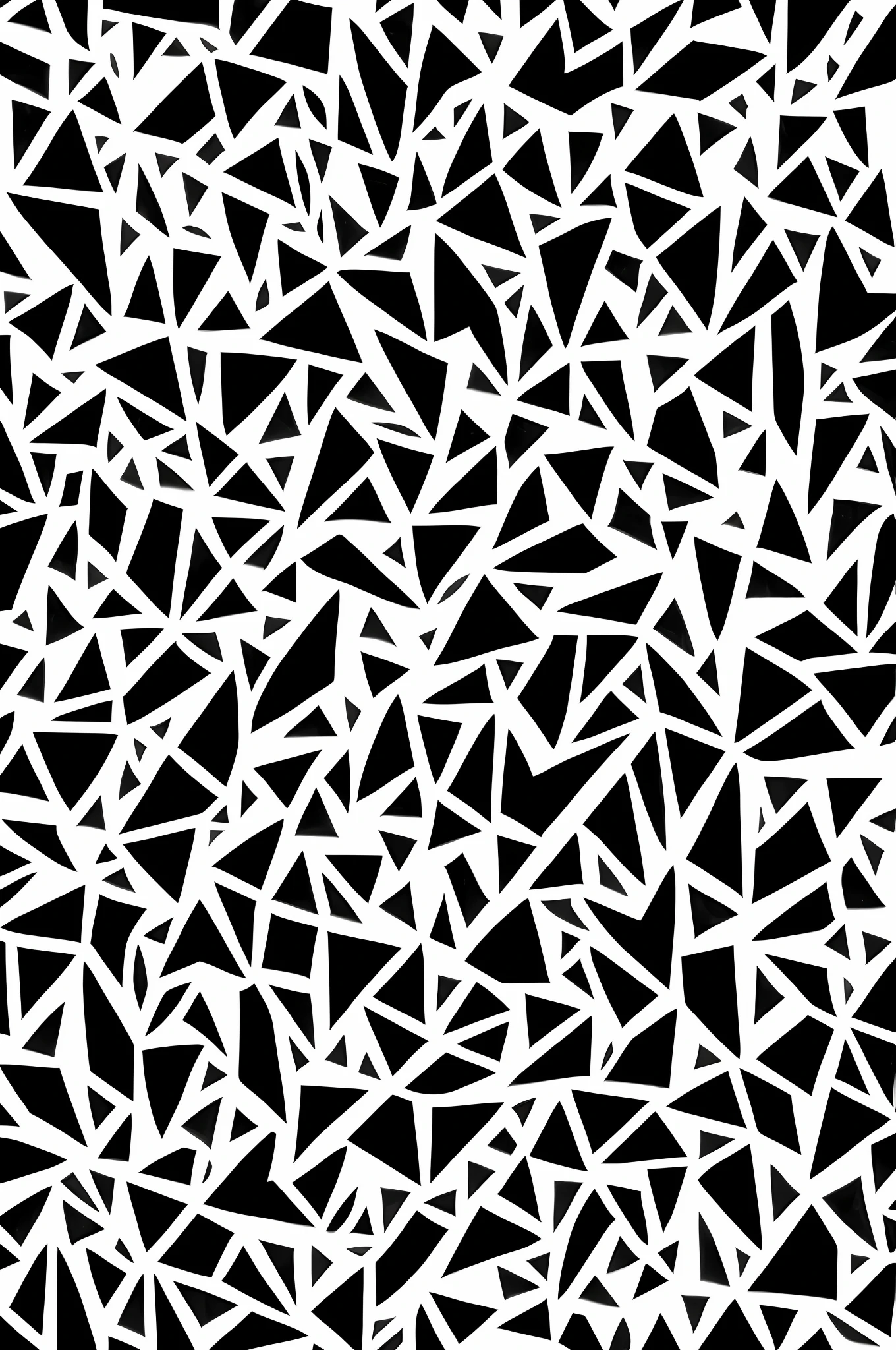 hand drawing, polygonal abstract shapes, black and white, white background, pattern