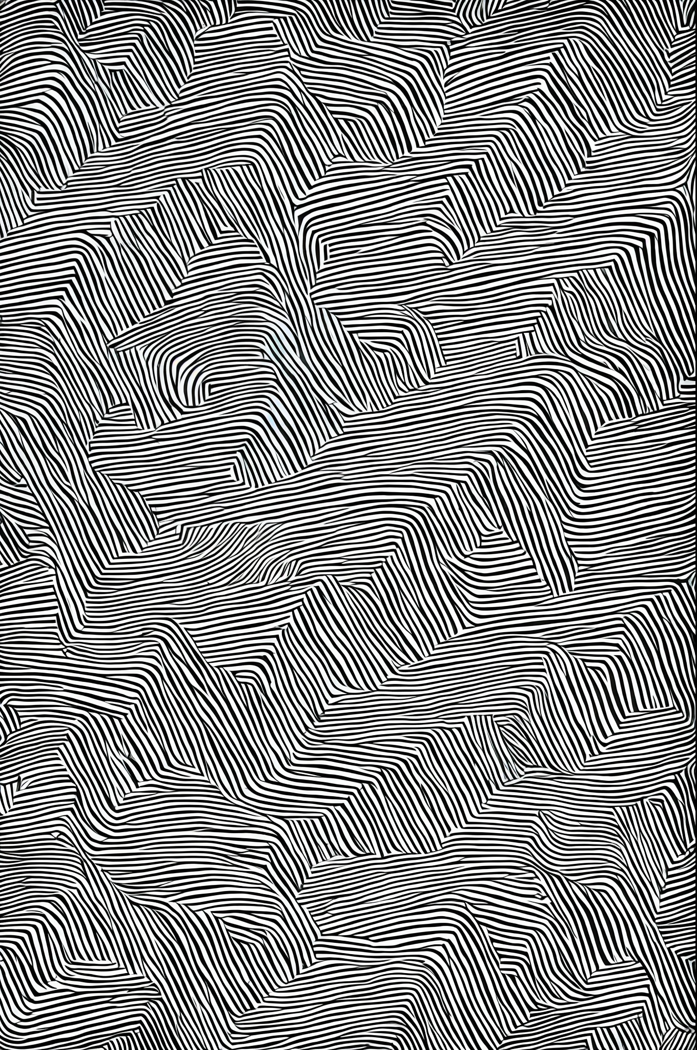 hand drawing, polygonal abstract shapes, black and white, white background, pattern, line art