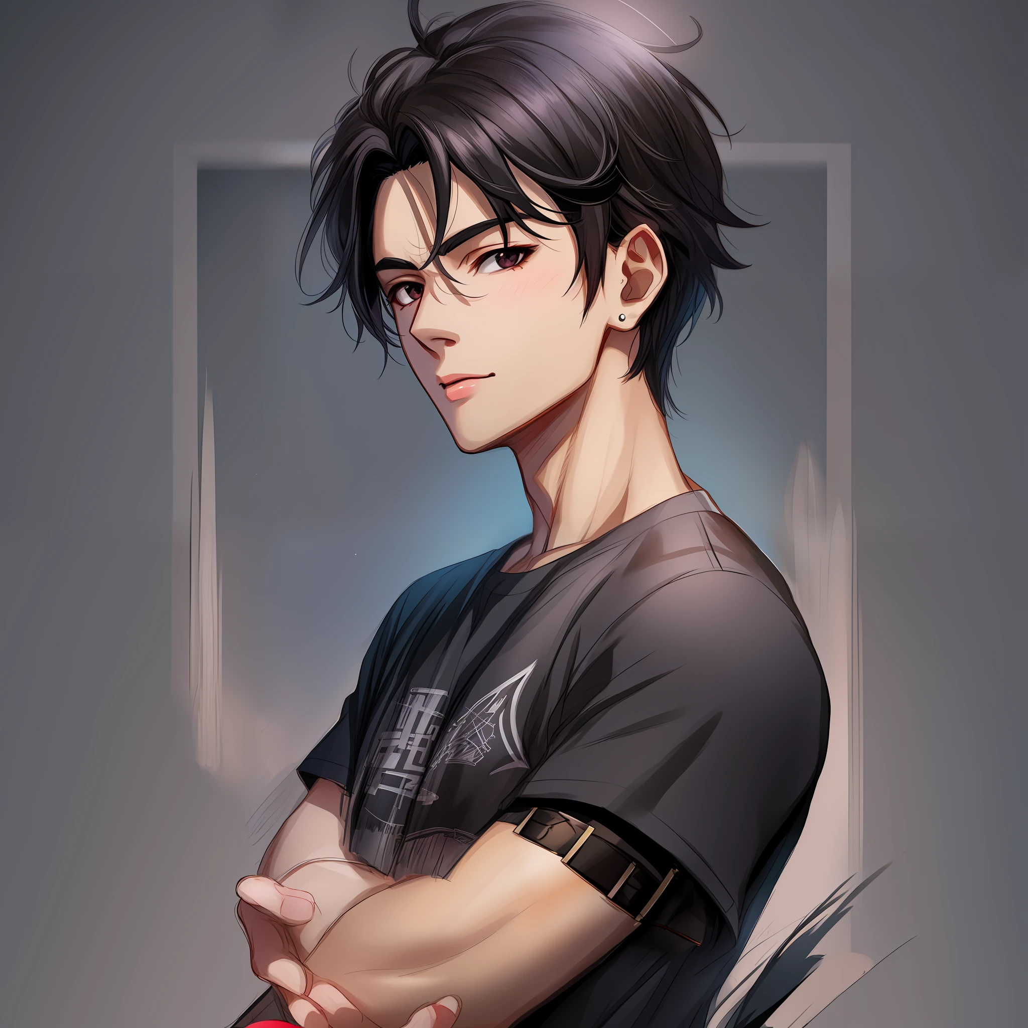 anime tanned boy with black hair posing for a picture, black eyes, moreno, anime realism style, artwork in the style of guweiz, realistic anime artstyle, digital anime illustration, inspired by Yanjun Cheng, anime style portrait, smooth anime cg art, anime portrait of a handsome man, male anime style, stunning anime face portrait, handsome guy in demon slayer art