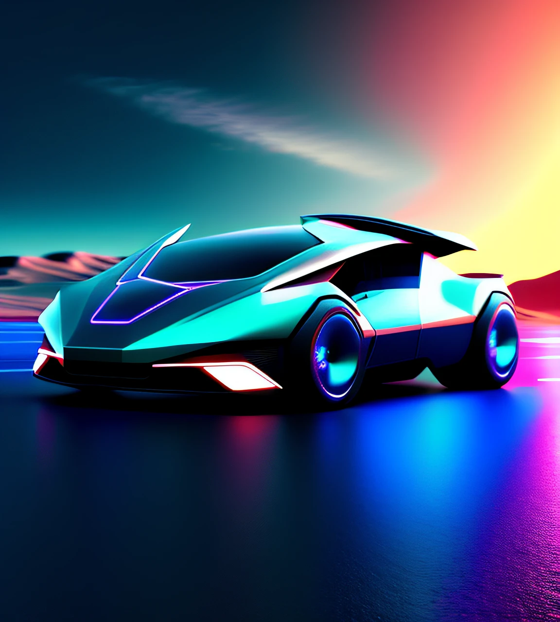 Create an image of just a futuristic car, in 2500 x 2500 resolution
