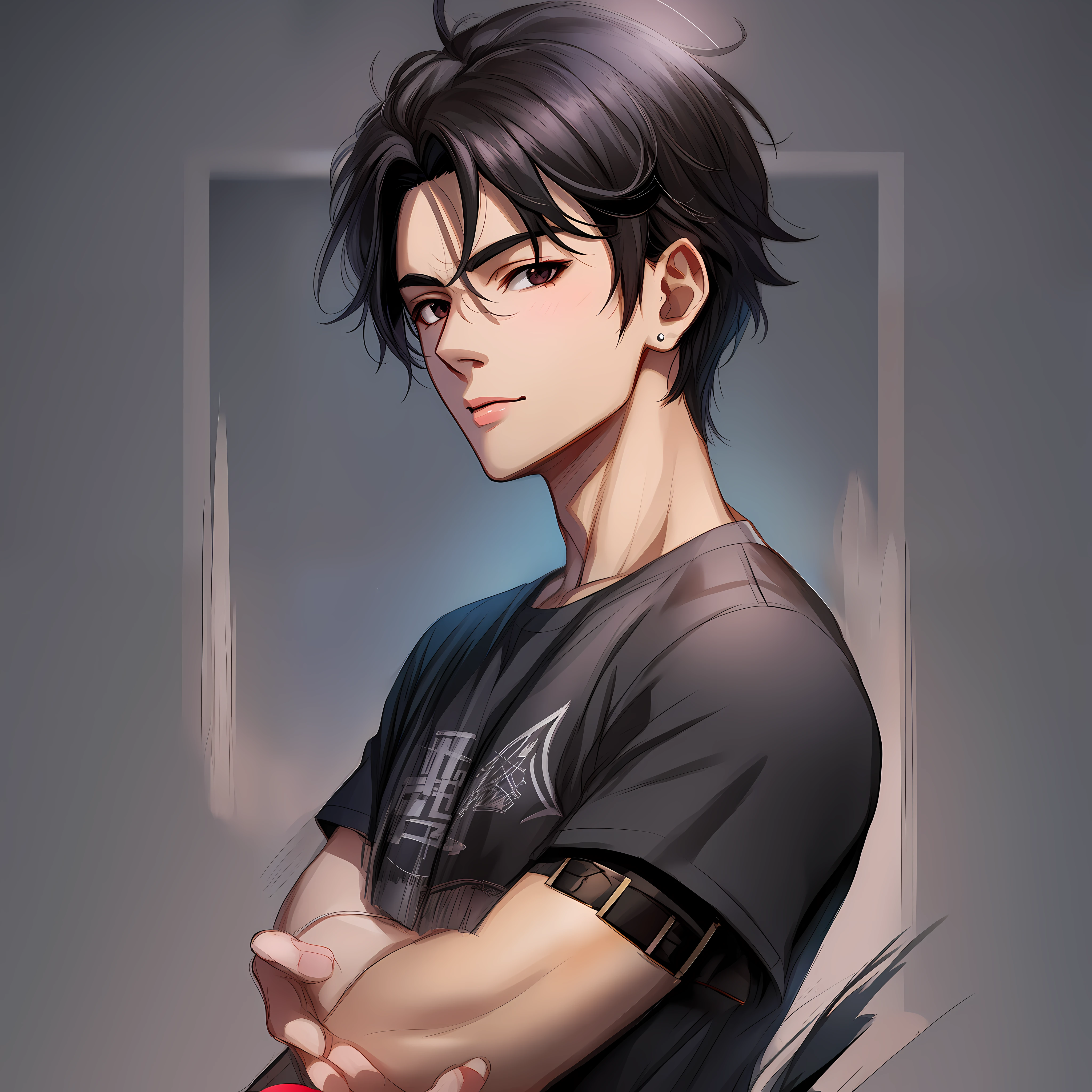 anime tanned boy with black hair posing for a picture, black eyes, moreno, anime realism style, artwork in the style of guweiz, realistic anime artstyle, digital anime illustration, inspired by Yanjun Cheng, anime style portrait, smooth anime cg art, anime portrait of a handsome man, male anime style, stunning anime face portrait, handsome guy in demon slayer art