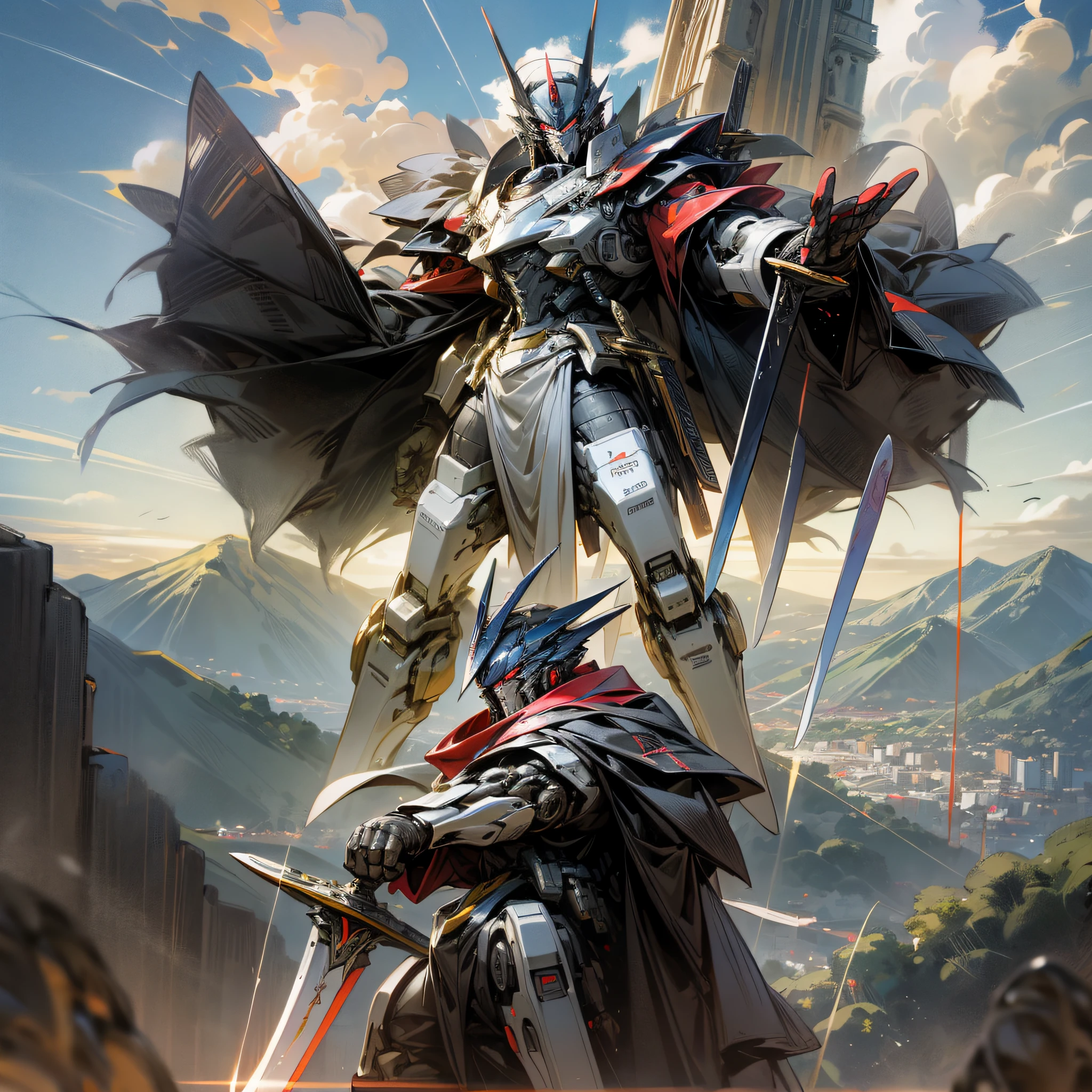 Car, Transformers, Red Black, Autobots, Big Sword, Behind Him Christ the Redeemer Mountain --auto --s2