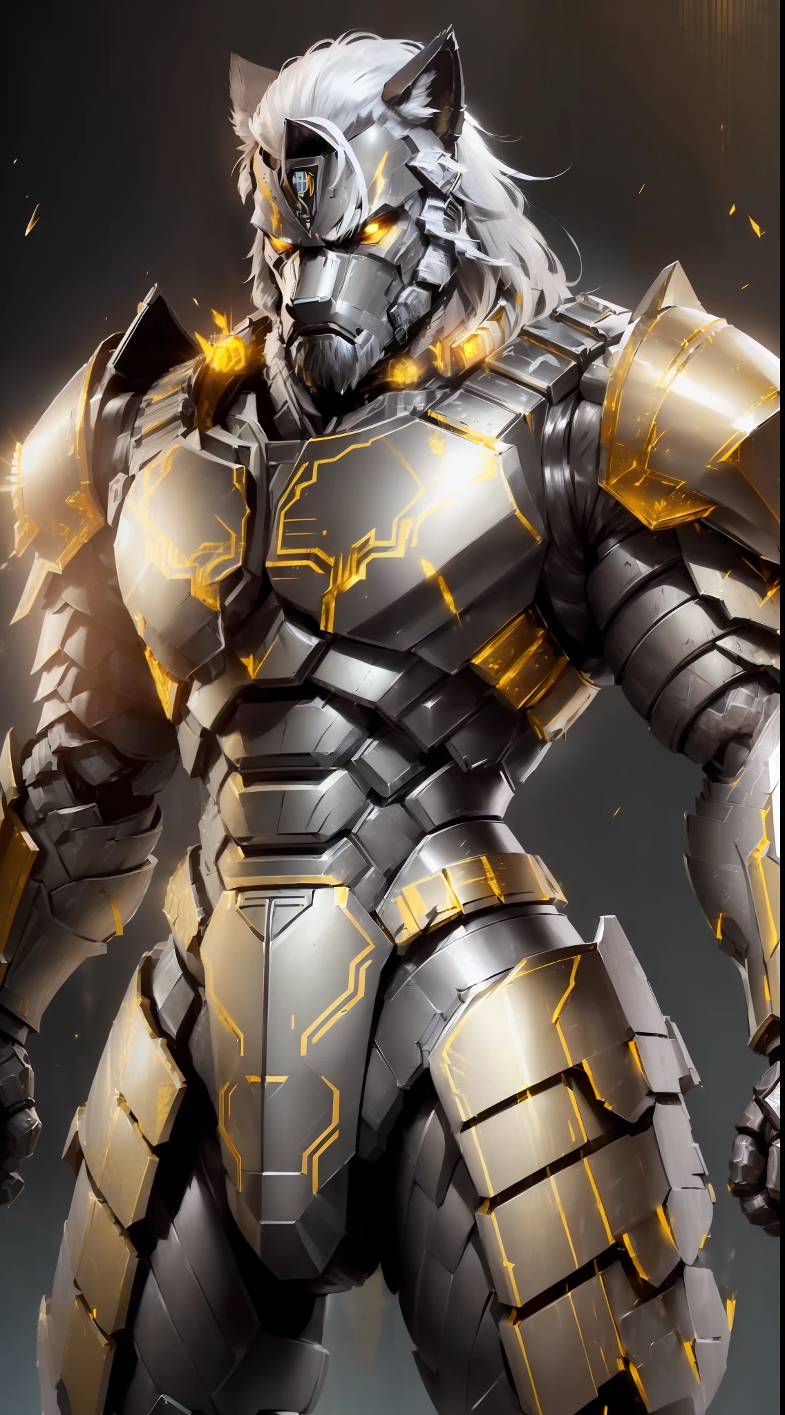 a drawing of a (((humanoid upper brown alpha wolf))) with beard and long tail, ((((sci-fi armor technology, armor style Centurions: Power Xtreme, but in black and gold colors)))), inspired by Rajmund Kanelba, barbarian man, like conan, photo of an adult warrior, berserker potrait, muscular character, technoviking humanoid ((((sci-fi armor technology, armor style Centurions: Power Xtreme, but in black and gold colors)))),  by László Balogh, male warrior, inspired by Li Kan, concept art inspired by Rajmund Kanelba, winner of the Artstation contest, fantasy art, (((humanoid upper brown alpha wolf)))), barbarian, with ((((sci-fi armor technology, armor style Centurions: Power Xtreme, but in black and gold colors))))), (((silver claws))), photo of an adult warrior, potrait berserker, technoviking humanoid ((sci-fi armor technology,  Centurions armor style: Power Xtreme, but in black and gold colors)), muscular character, warrior, (((humanoid upper brown alpha wolf)))), (((head and neck hair prestos))).