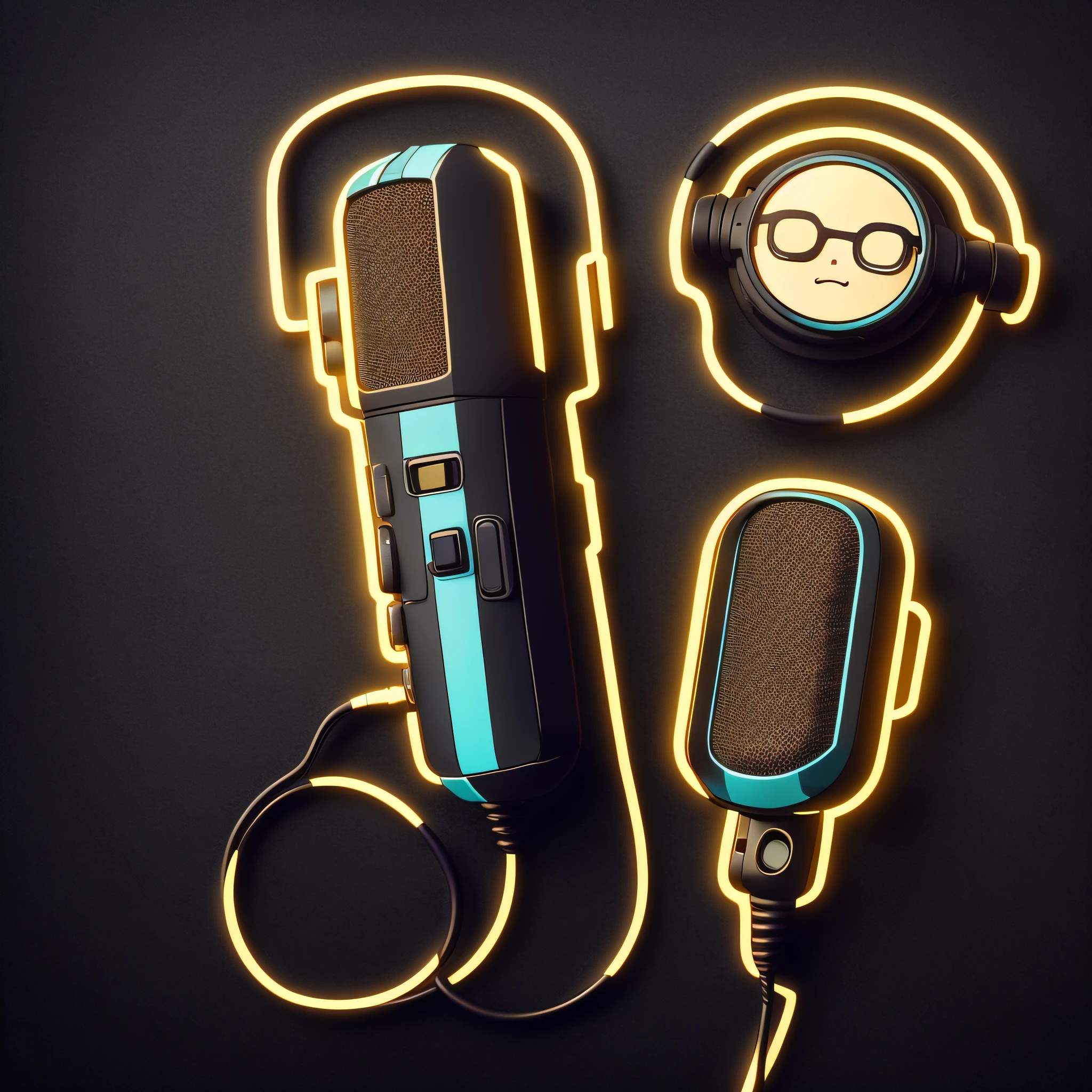 (cute cartoon from:1) Cyberpunk microphone, high quality,