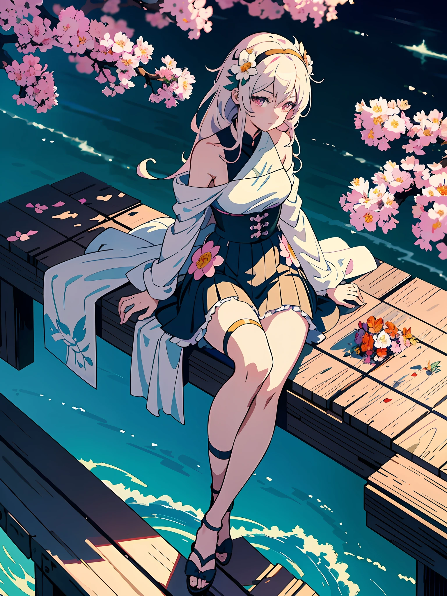 anime girl sitting on a ledge with a flower in her hair, anime art wallpaper 8 k, artwork in the style of guweiz, 4k anime wallpaper, anime art wallpaper 4 k, anime art wallpaper 4k, beautiful anime girl, anime wallpaper 4 k, anime wallpaper 4k, guweiz, anime style 4 k, beautiful anime artwork, beautiful anime