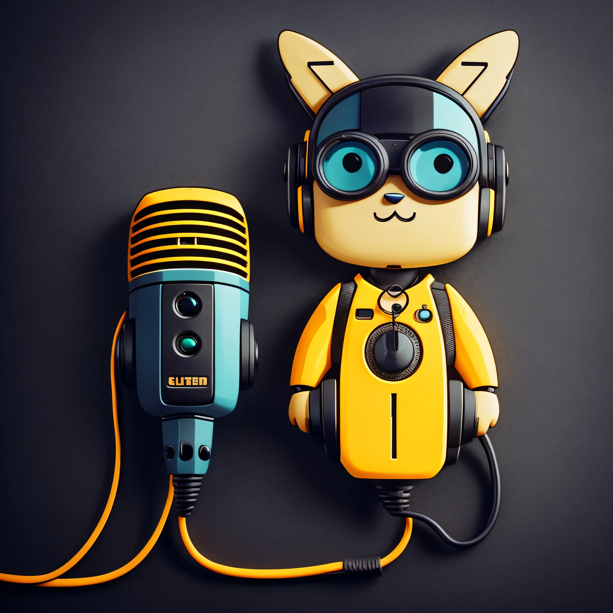 (cute cartoon from:1) Cyberpunk microphone, high quality,