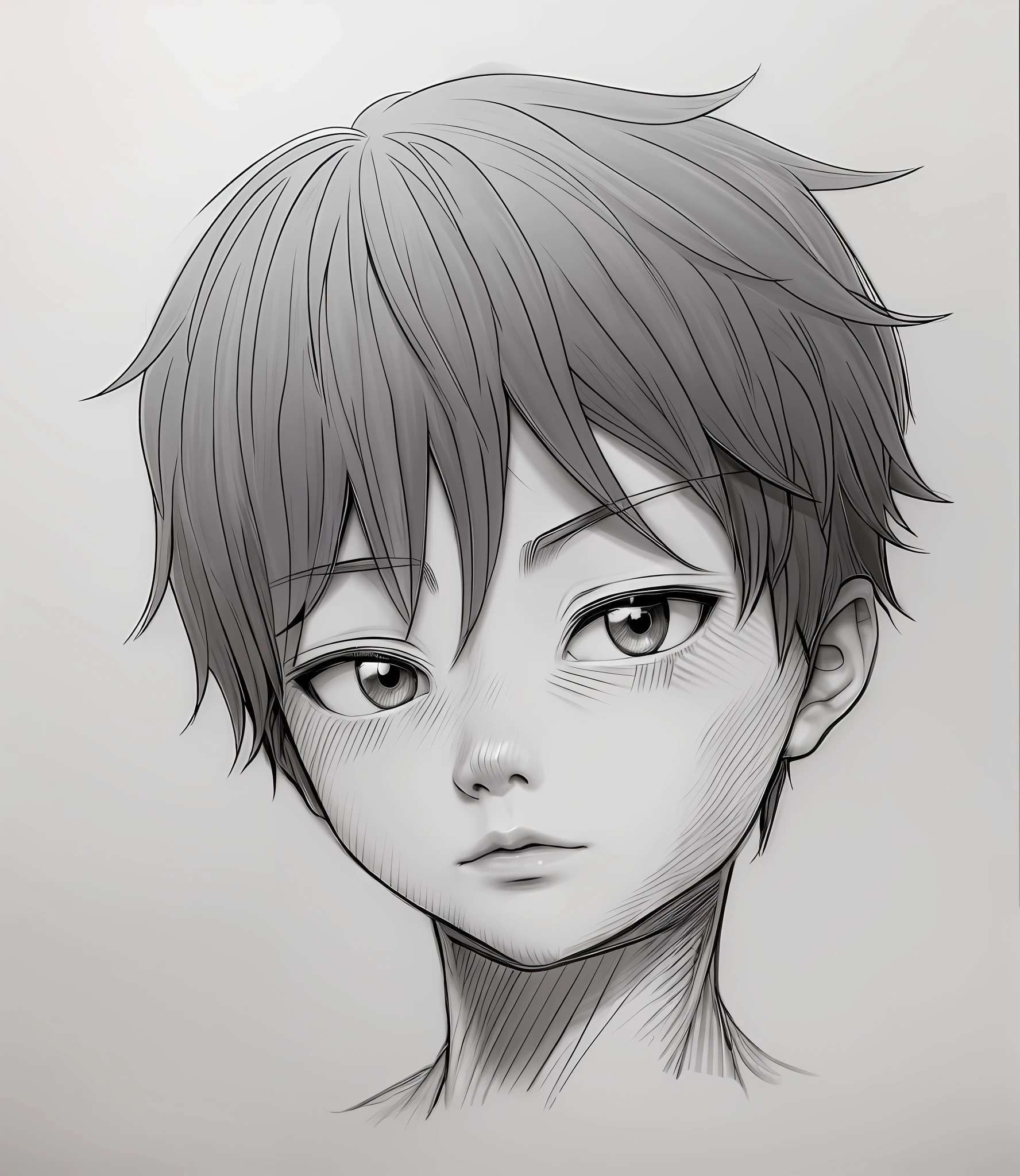 Boy drawing with short hair and tie, detailed anime soft face, detailed anime face, advanced face anime, anime shading), anime style drawing, seinen manga portrait, anime sketch, clean anime outline, clean detailed anime style, line art!!, cute natural anime face, flat anime style shading, intense line art, face anime portrait, high school student, boy, Features