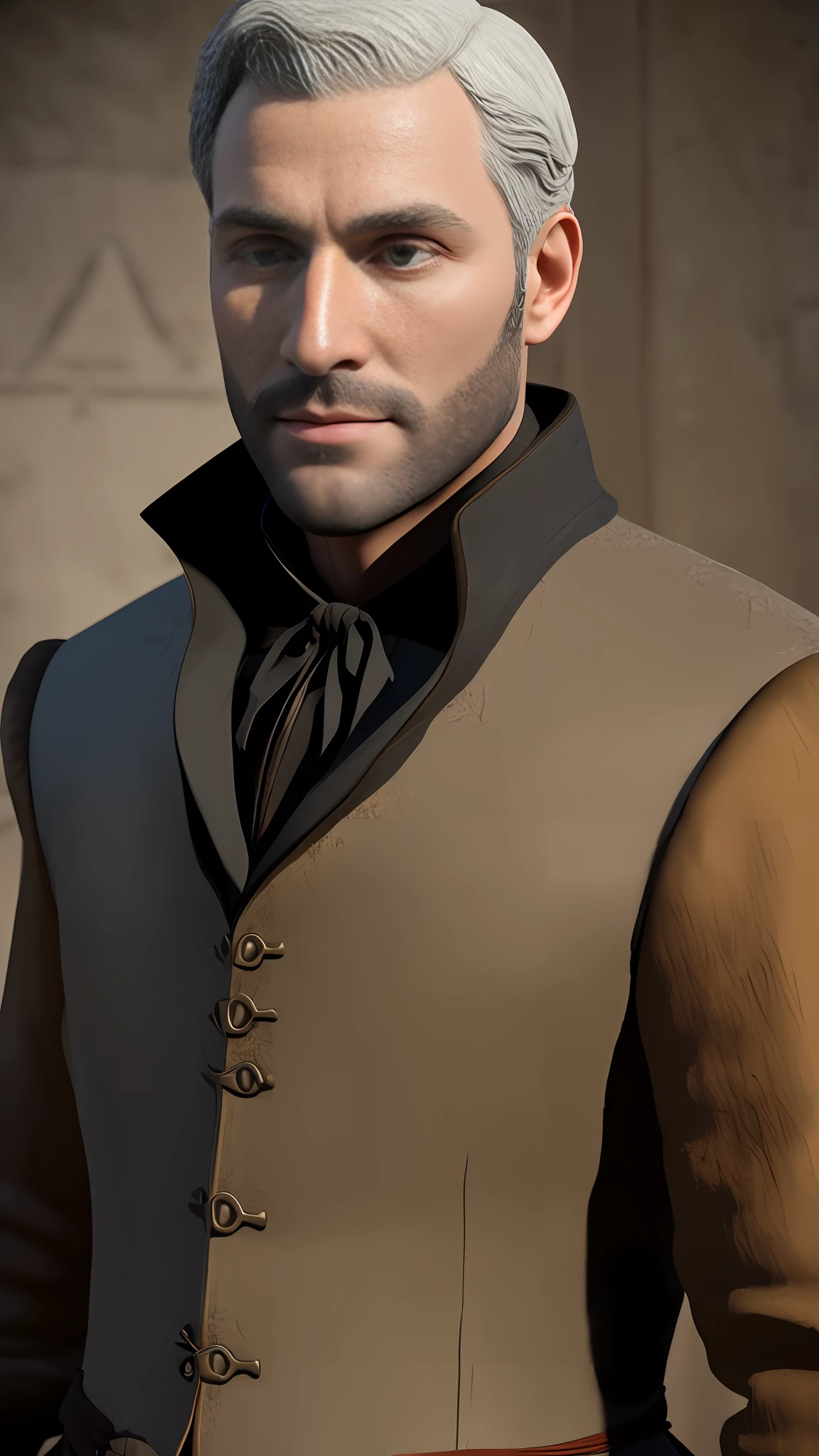 Close to the whole body, using the realistic medieval gentleman model, maximizing details and creating an authentic appearance.