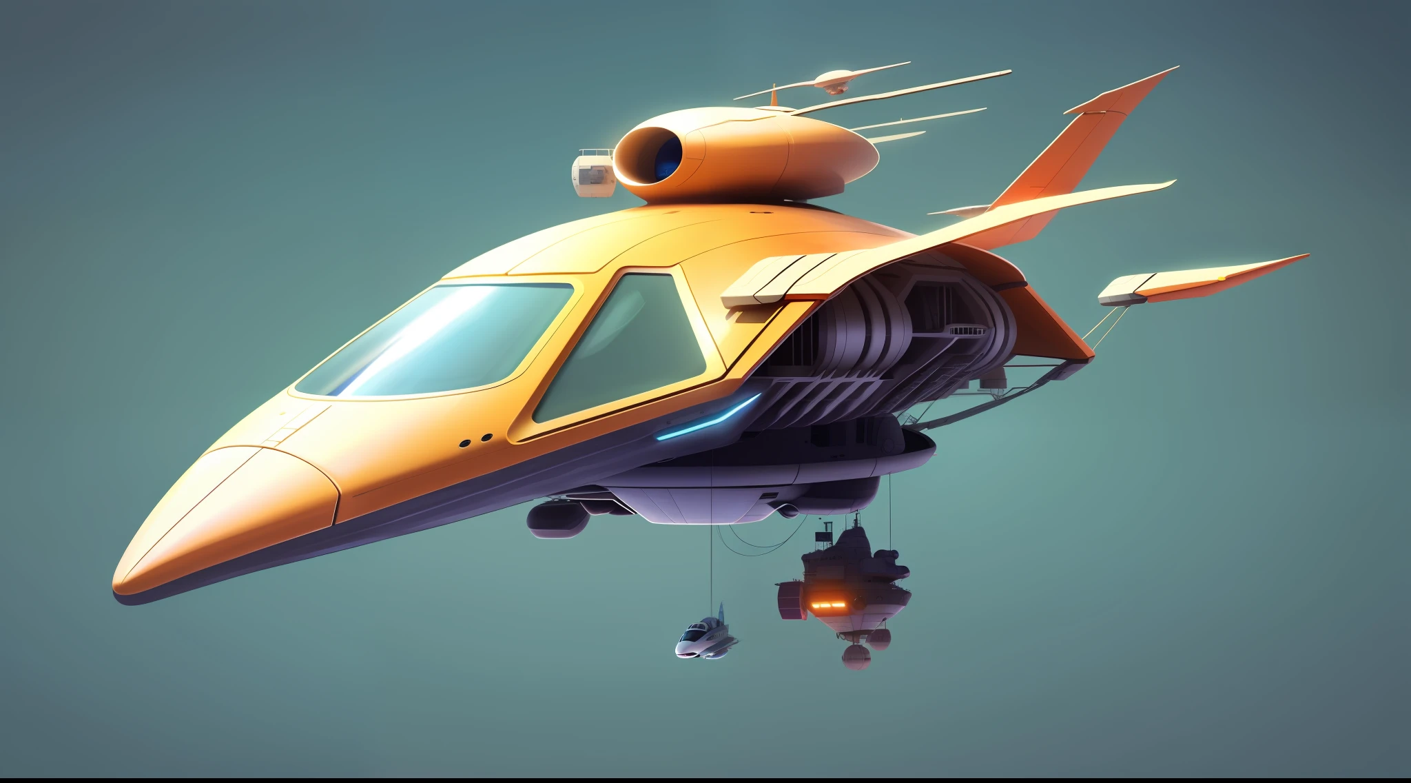 Spaceship flying in space between planets