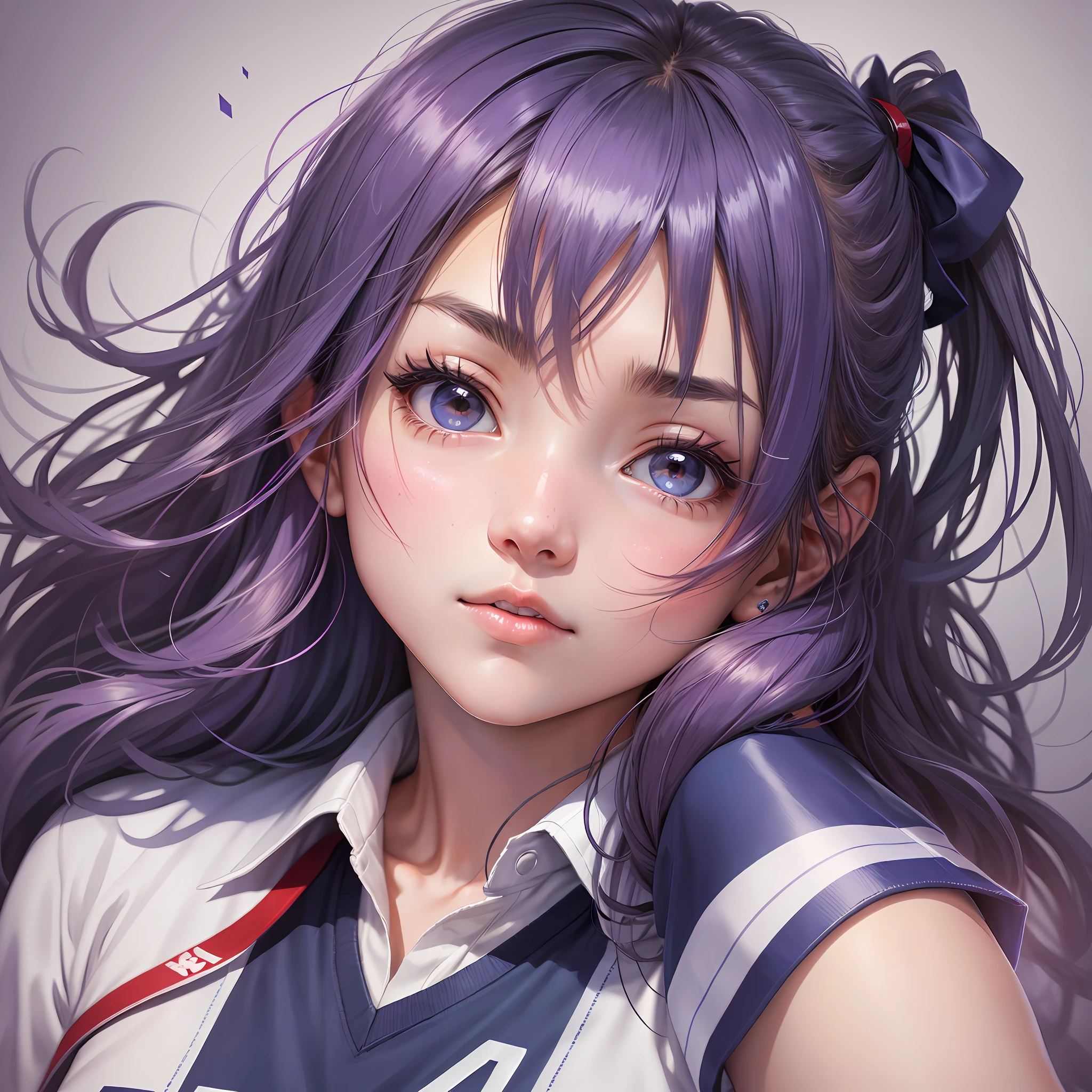 Female college shirt, Aoi face, clear face, sharp eyes