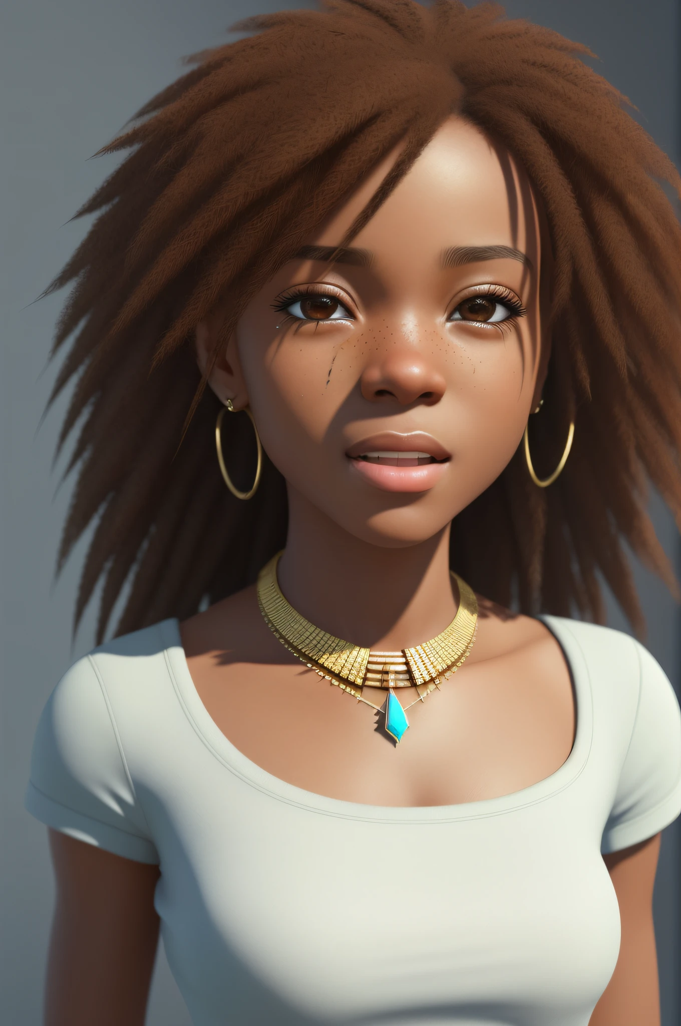 realistic portrait of 4 month old girl with (dwarfism) handsome African American ([dark brown skin color]), crying, ((screaming)), chibi, wearing short t-shirt and bare navel, current fashion, long hair mega kanekalon hair with, (((jewelry, watch)), background a sofa, close-up, product vision, detailed facial details, perfect face, trend art, sharp facial details, cgsociety, ultra-quality digital art,  Hyper-exquisite details, 4K, 8K soft lighting, dreamy, fashion, unreal rendering engine -