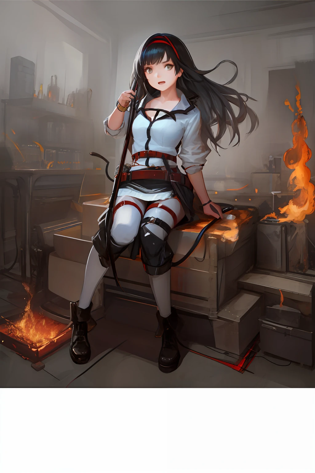 Portrait singer anita black hair, sexy, realistic, best quality, 1girl, naked, surrounded by flames, wearing a whip, euphoric expression