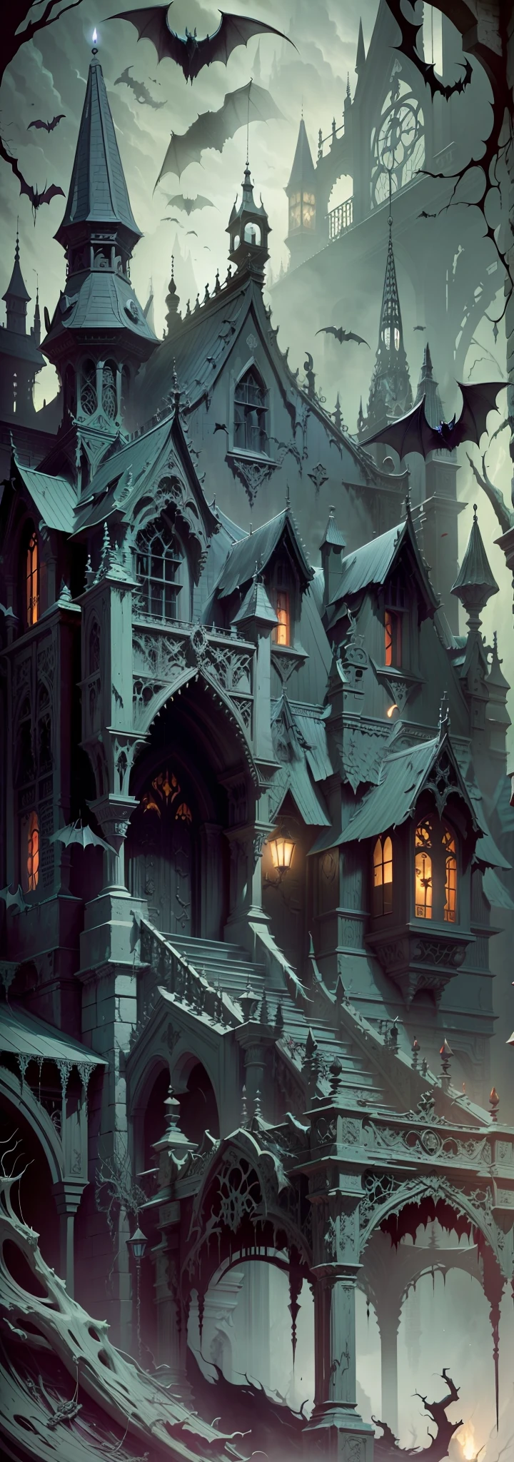 front right side view, dark old vampire in blindfold, the bats, vampire lair horror, creepy atmosphere HDR, hyperrealictic, ((intricate details)), ((intricate details, hyperdetailed)), cinematic, volumetric lighting