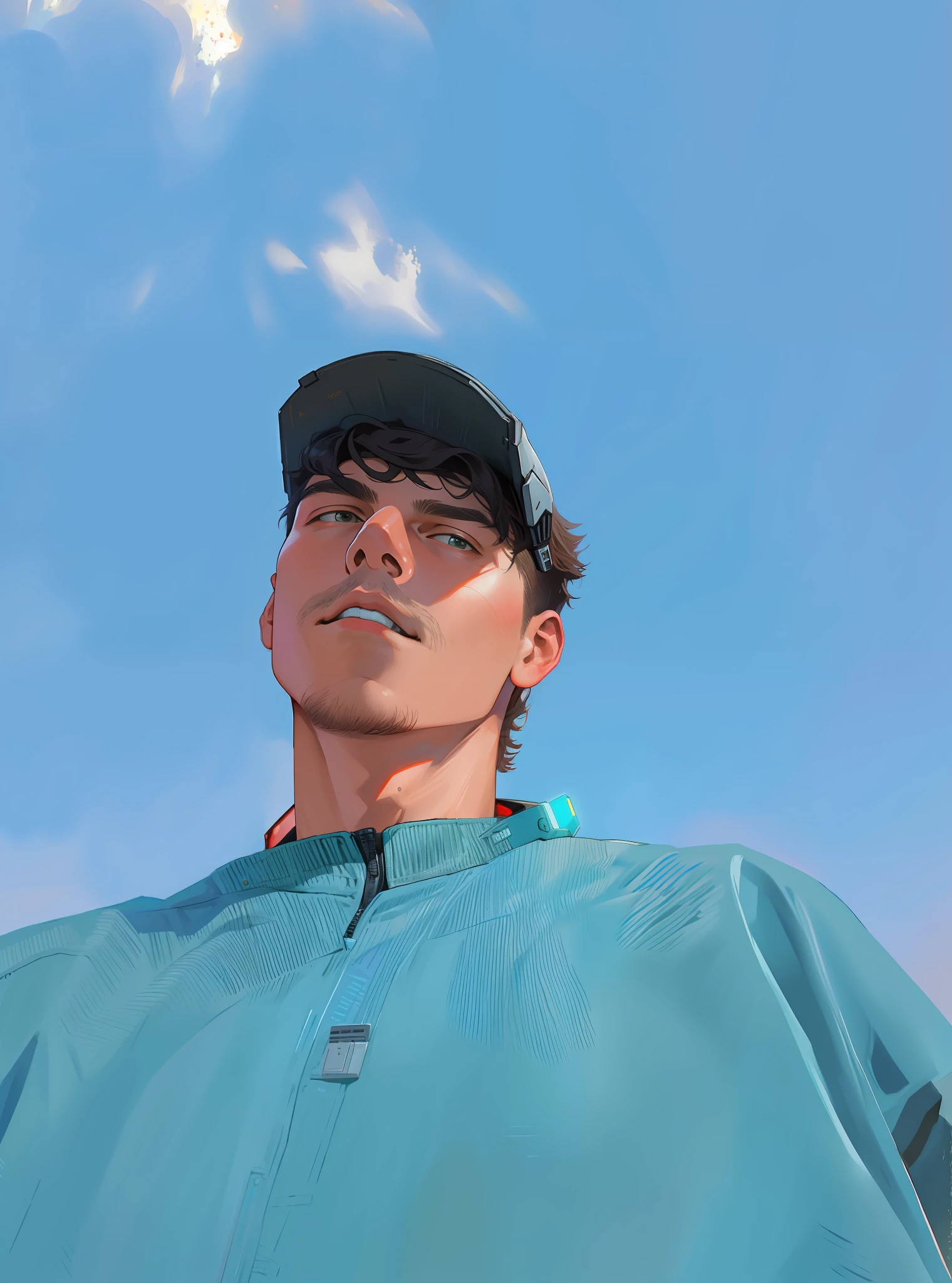 masterpiece, best quality, realistic, ultra detailed, sfw, head shot, a portrait of a young man, starsector, sci-fi style suits, hight-tech gadgets, head facing right,