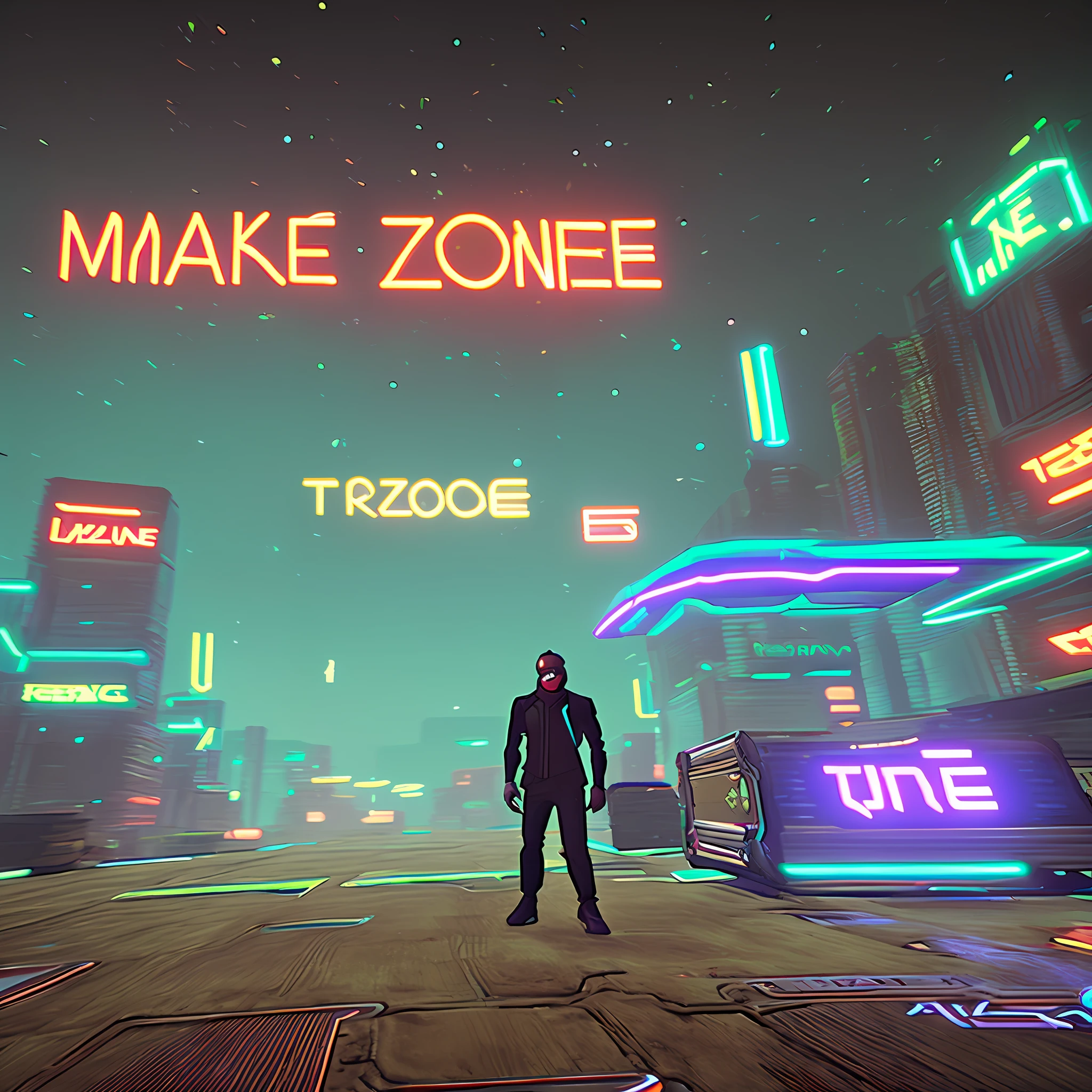 make a futuristic image with the name Zone In Game written with a neon font