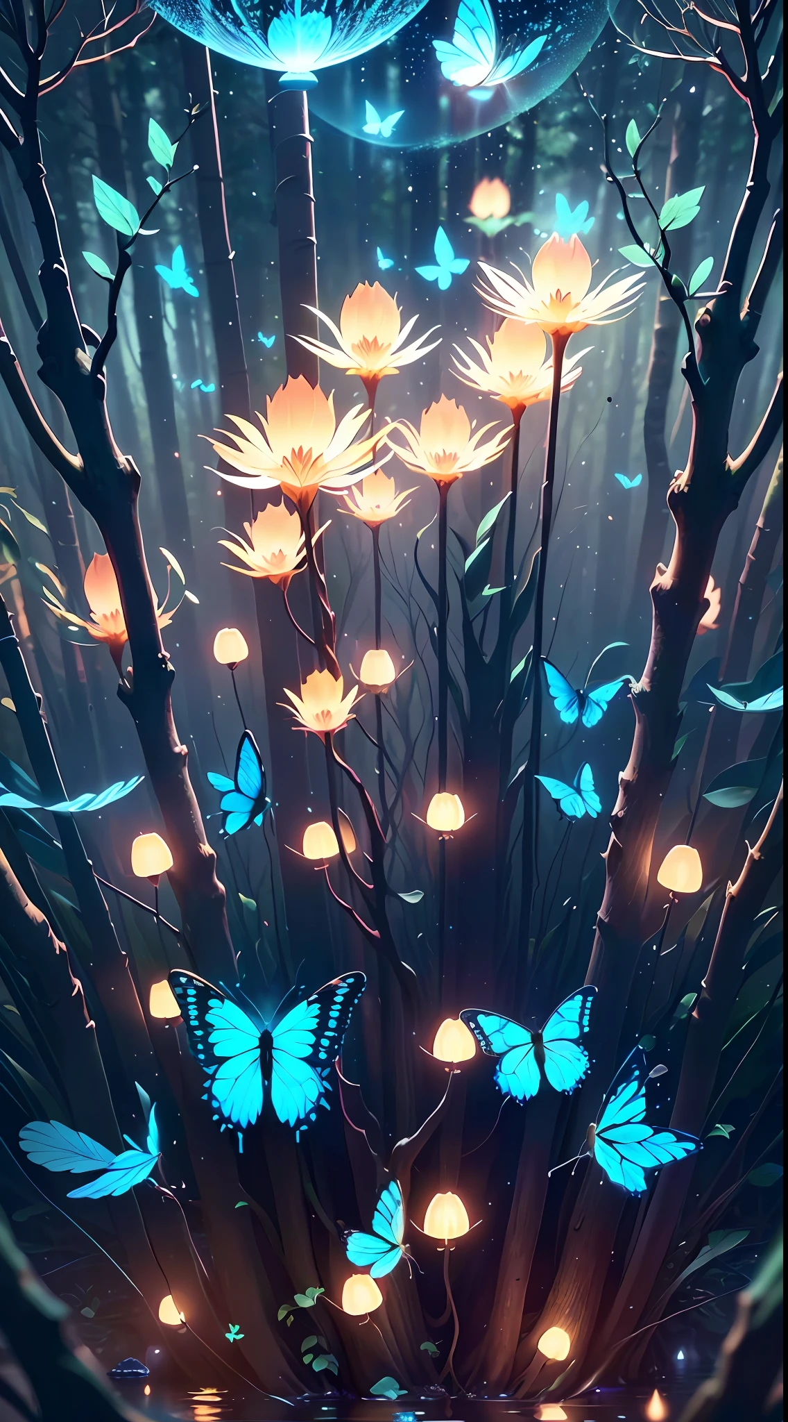 A masterpiece, the best quality, stunning reflections, the best reflections ever. (very detailed CG unity 8k wallpapers), (best quality), (best illustrations), (best shadows), forest theme with natural elements. Tall trees, quiet streams, small glowing mushrooms surrounded by delicate leaves and branches, with fireflies and glowing particle effects,, (natural elements), (jungle theme), (leaves), (twigs), (fireflies), butterflies, (delicate leaves), (glow), (particle effects). , Isometric 3D, Octane Rendering, Ray Traced, Super Detailed