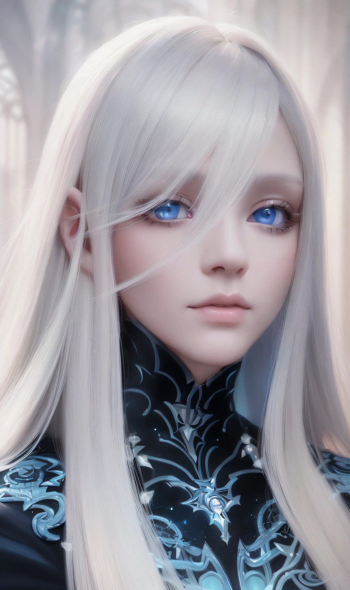 a close up of a woman with long blonde hair and blue eyes, beautiful fantasy art portrait, soft portrait, beautiful fantasy portrait, detailed matte fantasy portrait, 4k highly detailed digital art, fantasy art portrait, gorgeous digital painting, stunning anime face portrait, gorgeous digital art, girl with white hair, 4k detailed digital art, soft digital painting, fantasy portrait