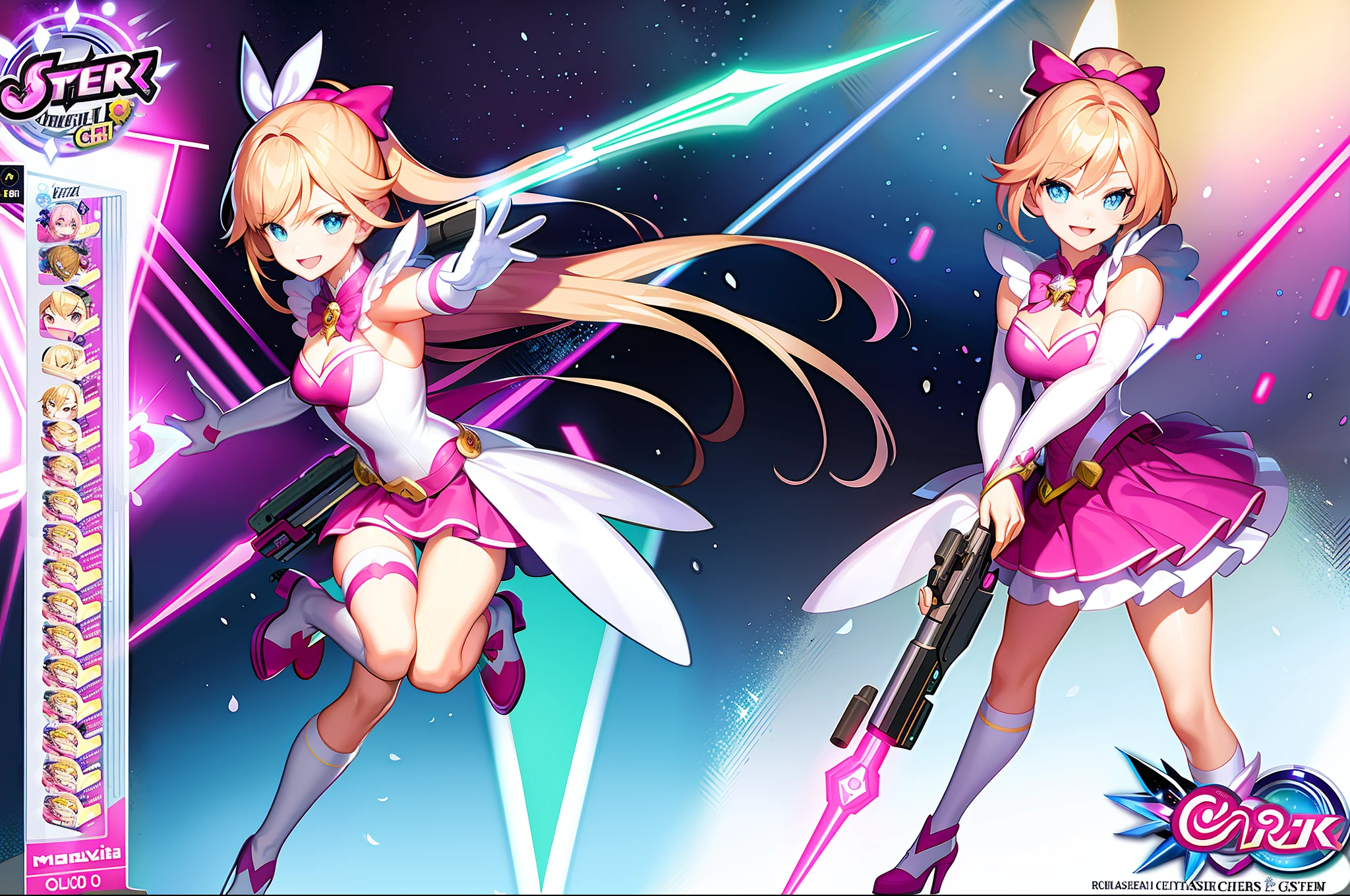 masterpiece,(best quality) magical girl,Lazer gun,( ( character concept art ) )