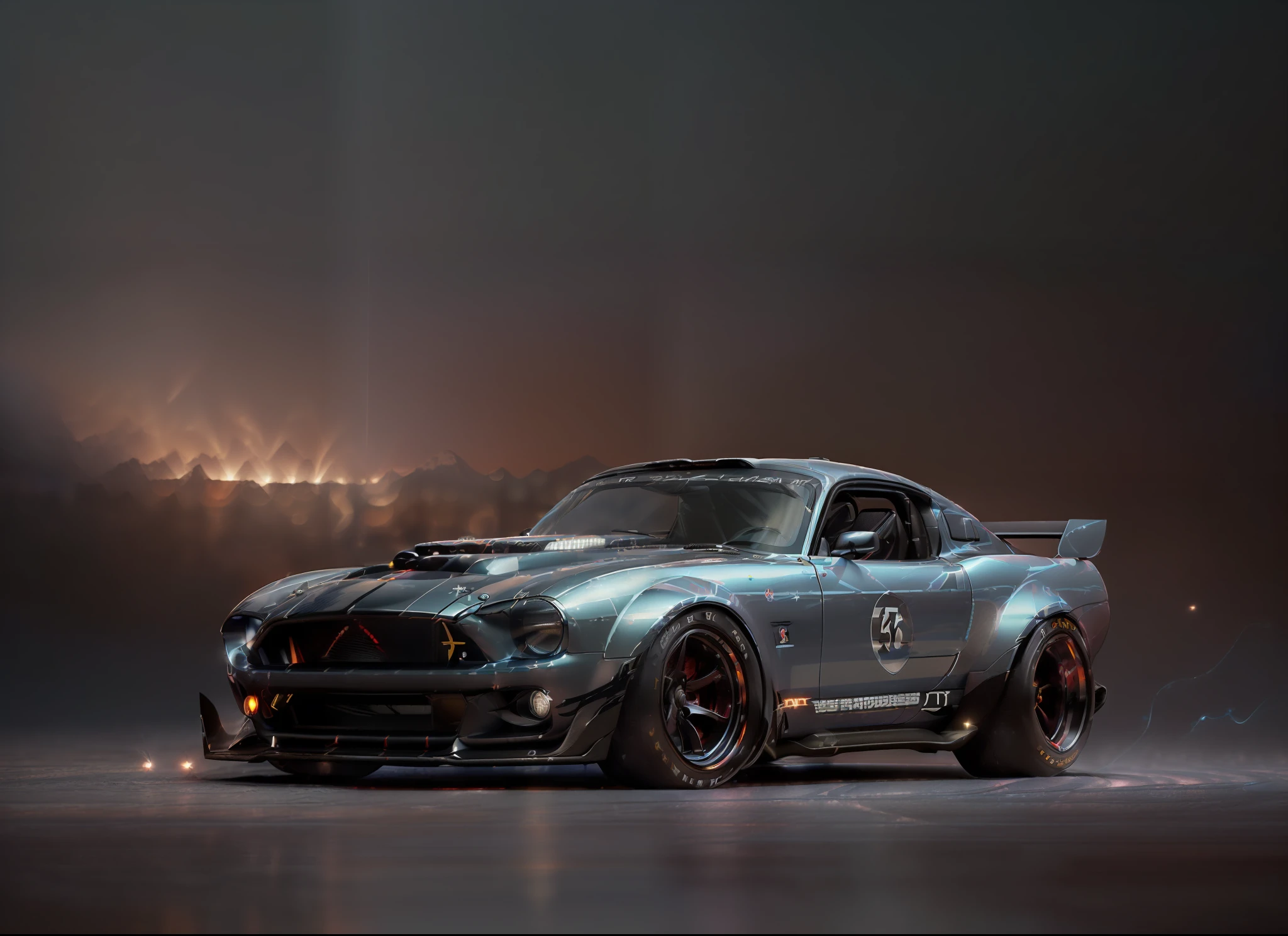 (((Tilt-Shift view)))), (((sparks under the wheels))), high-detail RAW realistic art, (((Red and White Shelby Cobra Racing))), nitro acceleration, ((((Winter Night Alps))), (((ultradetaled))), (((Tattoo, airbrushing))), ((cyberPunk)), (((high-speed driving night track)), ((magic atmosphere)), ((wide screen)), 8k wallpaper, (smoke under the wheels), ((mirrored surfaces)), tokyo drift, need for speed, light streaks, raytracing, subsurface scattering, diffuse soft lighting, shallow depth of field, by (Oliver Wetter), photographed on a Canon EOS R5, 500mm lens, F/2.8, ((sharp bokeh focus))