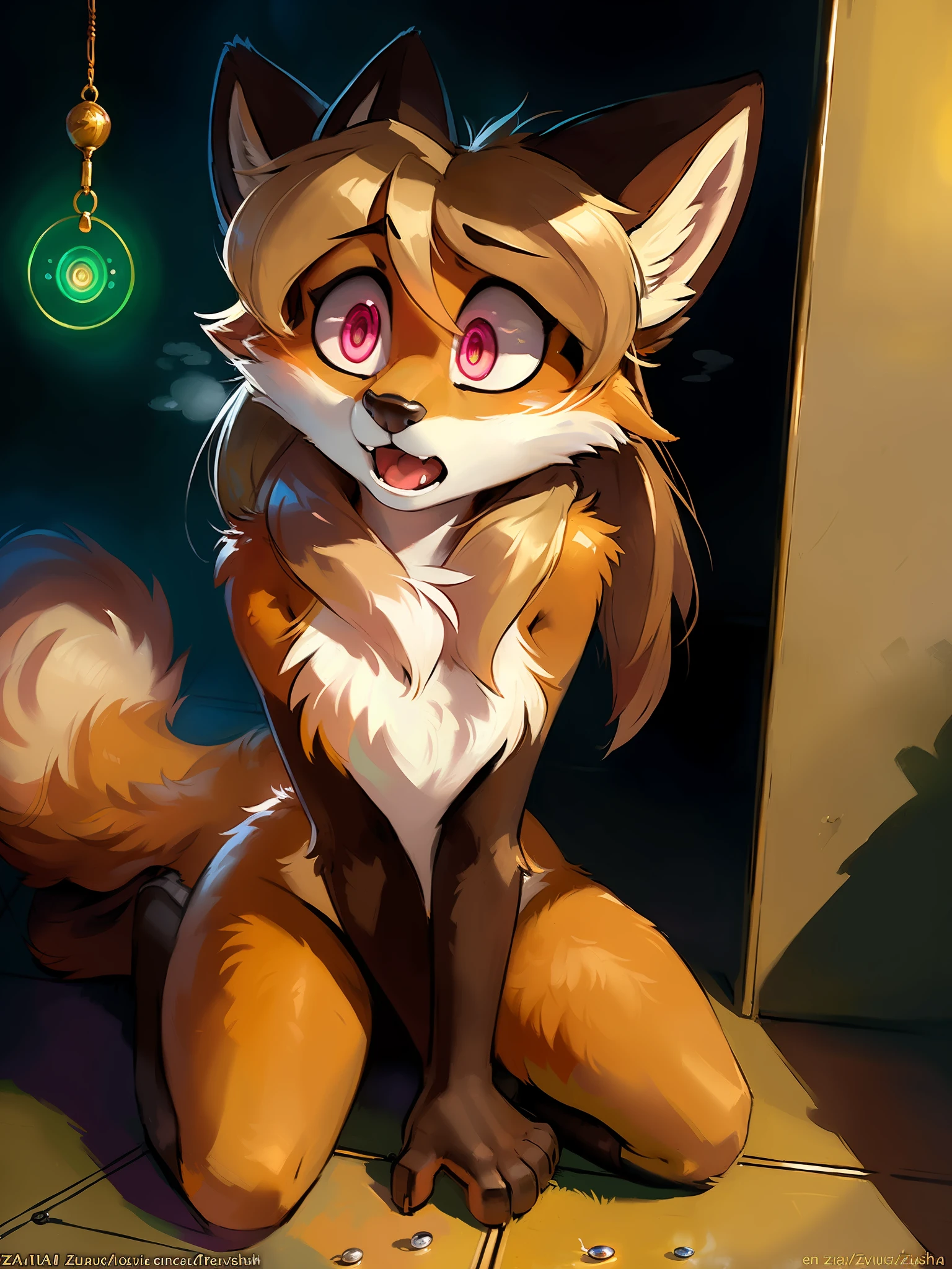 averi, fox girl, big chest, day, sexy, sensual, detailed, uploaded to e621, beautiful and detailed portrait of an anthropomorphic vixen ((woman))) kenket, Ross Tran, ruan jia, uploaded to e621, zaush, foxovh, movie lighting, basement, hypnosis, mental breaking, broken mind, mind control, mindbreak, open mouth ((:o)), looking directly at a pendulum, slave, slave, brainwashing, brainwashing,  expressionless, confused, thicc, alone, submissive, kneeling, lost eyesight, luminous pink eyes, view from above, dilated pupils, steam