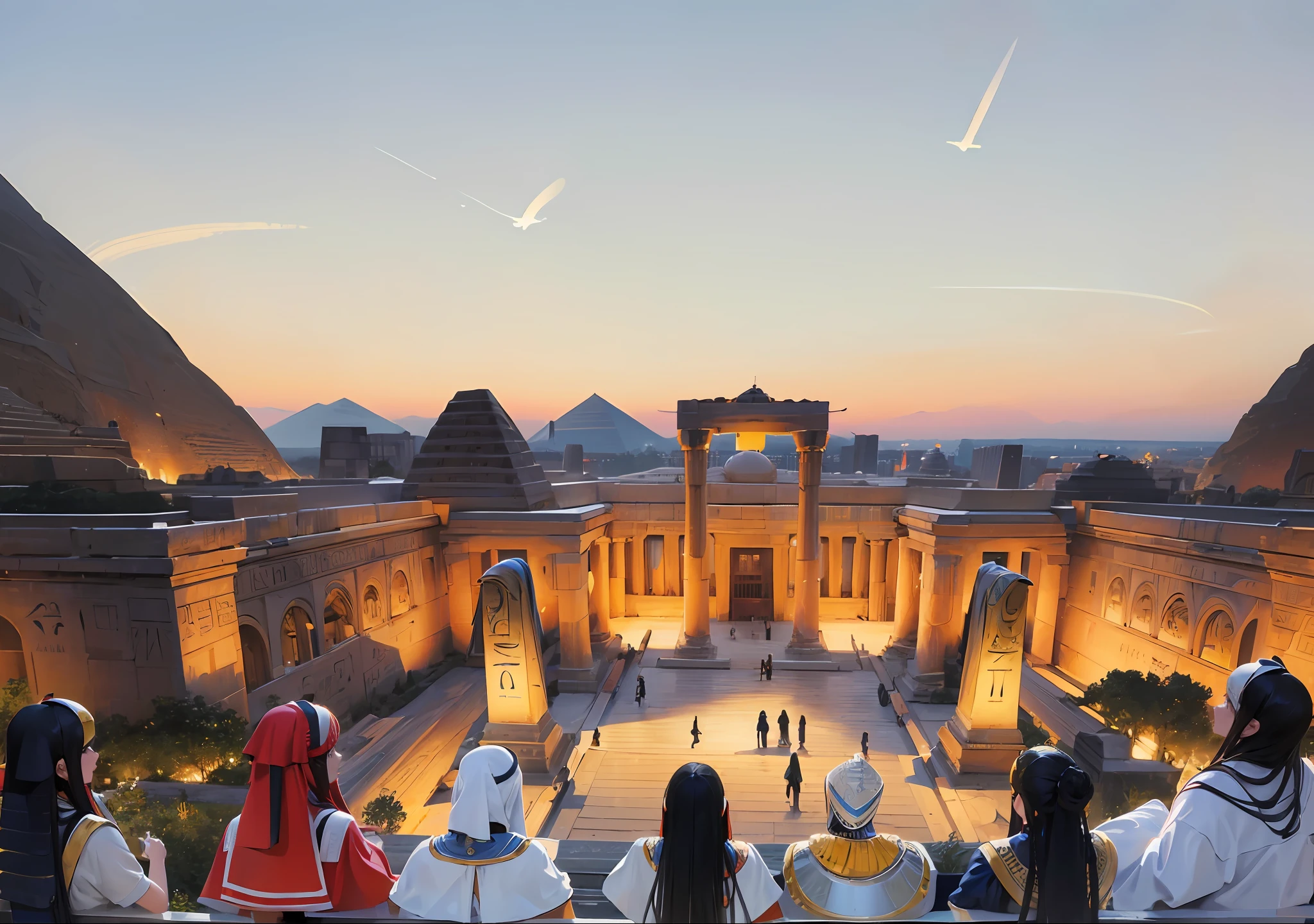 (top view shot:1.2), (outdoor shot:1.1), (monitor display:1.1), (galleria of pharaohs:1.3), (few audience:0.9), (mega details:1.2) --auto --s2