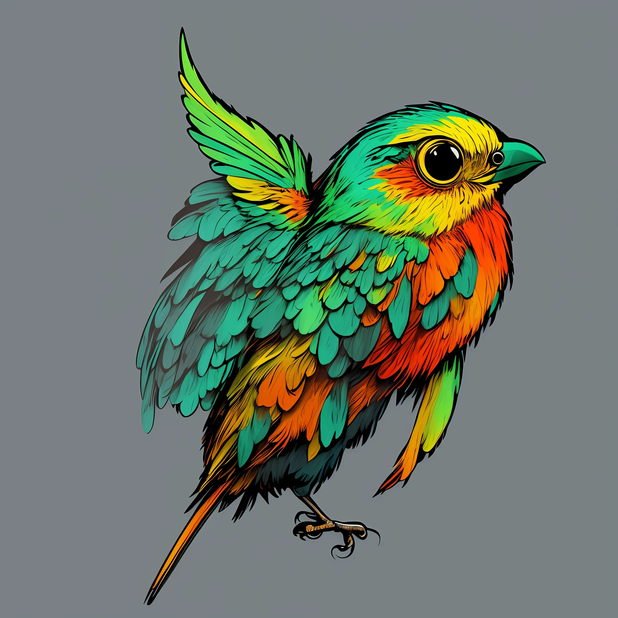 bird, T-shirt logo in conical fine contour style, , art in (empty background:1.4)
