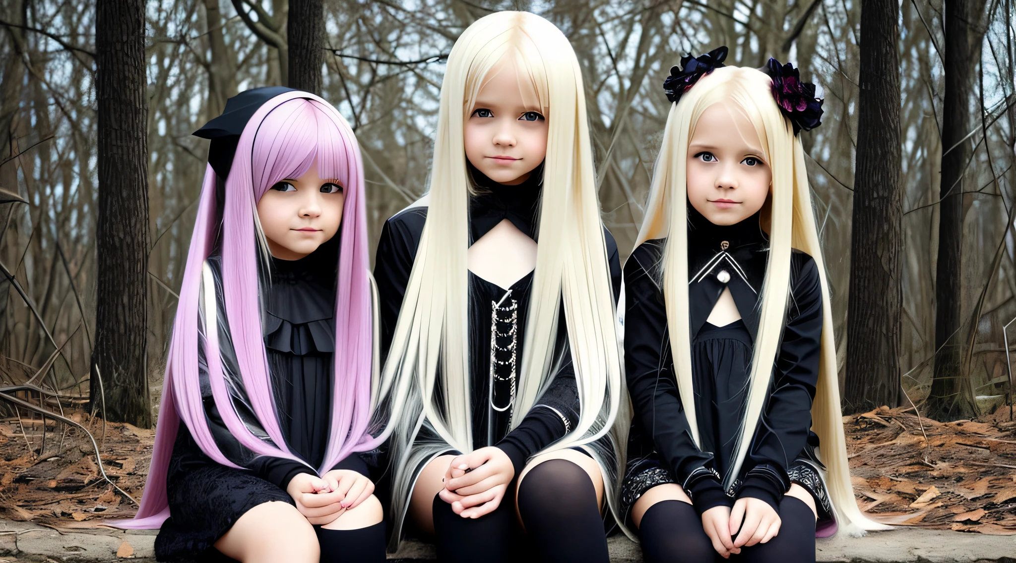 GIRLS CHILDREN, BLONDES WITH VERY LONG STRAIGHT HAIR GOTHS