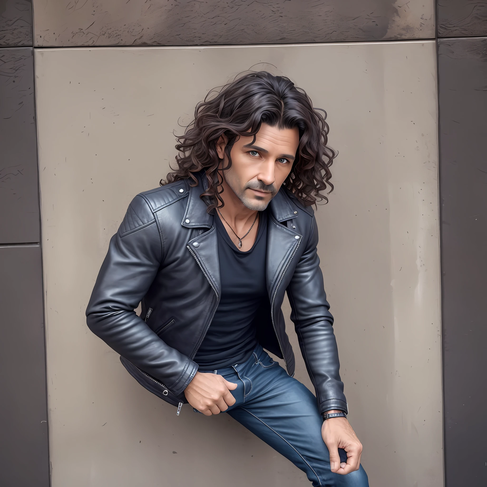 male, 40 years old, brunettes with wavy hair fulfilled, skinny defined, red eye, height 1.75 Waist: 63 cm. Weight: 70 kilos black skin, indigo features, leather jacket clothes, glued pants --auto --s2