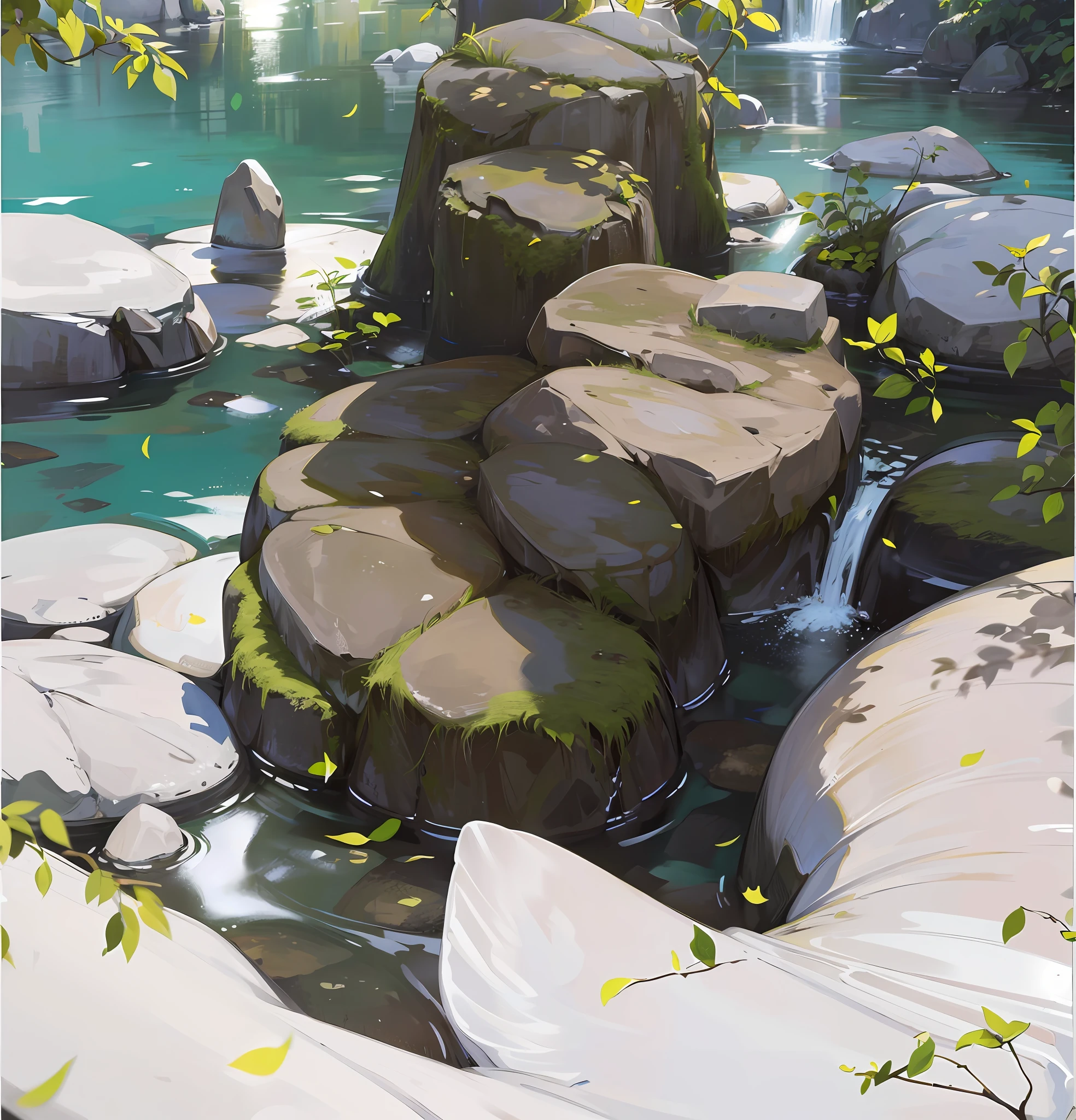 (ultra-realistic CG forest scene), best quality, best illumination, best shadow, highly detailed, dynamic angle, (birds flying in the distance), (squirrels running around on the ground),(rays of light piercing through the trees), lush greenery, vibrant colors, depth of field, Volumetric light, (stream of water flowing in the background), mossy rocks, fallen leaves, peaceful and serene.