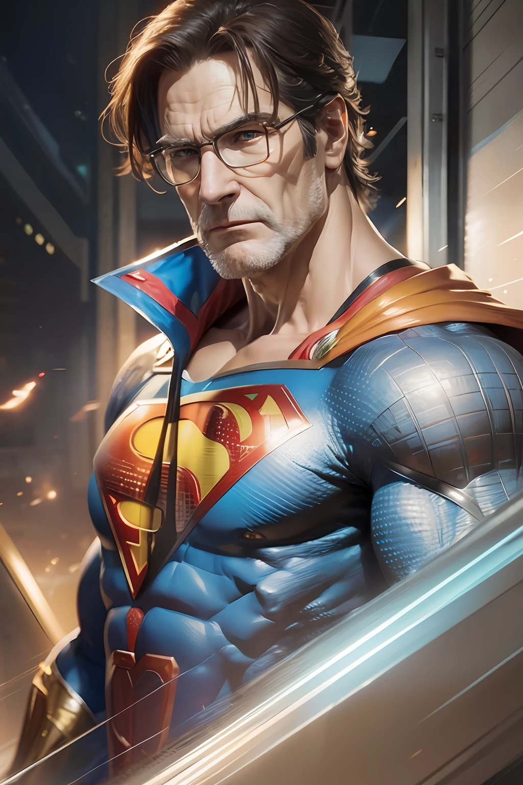DC Comics, portrait (closeup) Old man Superman, realistically, dynamic lights, old, full footage, (extremely detailed 8k wallpaper of the CG unit), trend in ArtStation, trend in CGSociety, high detail, sharp focus, dramatic, photorealistic. --auto --s2