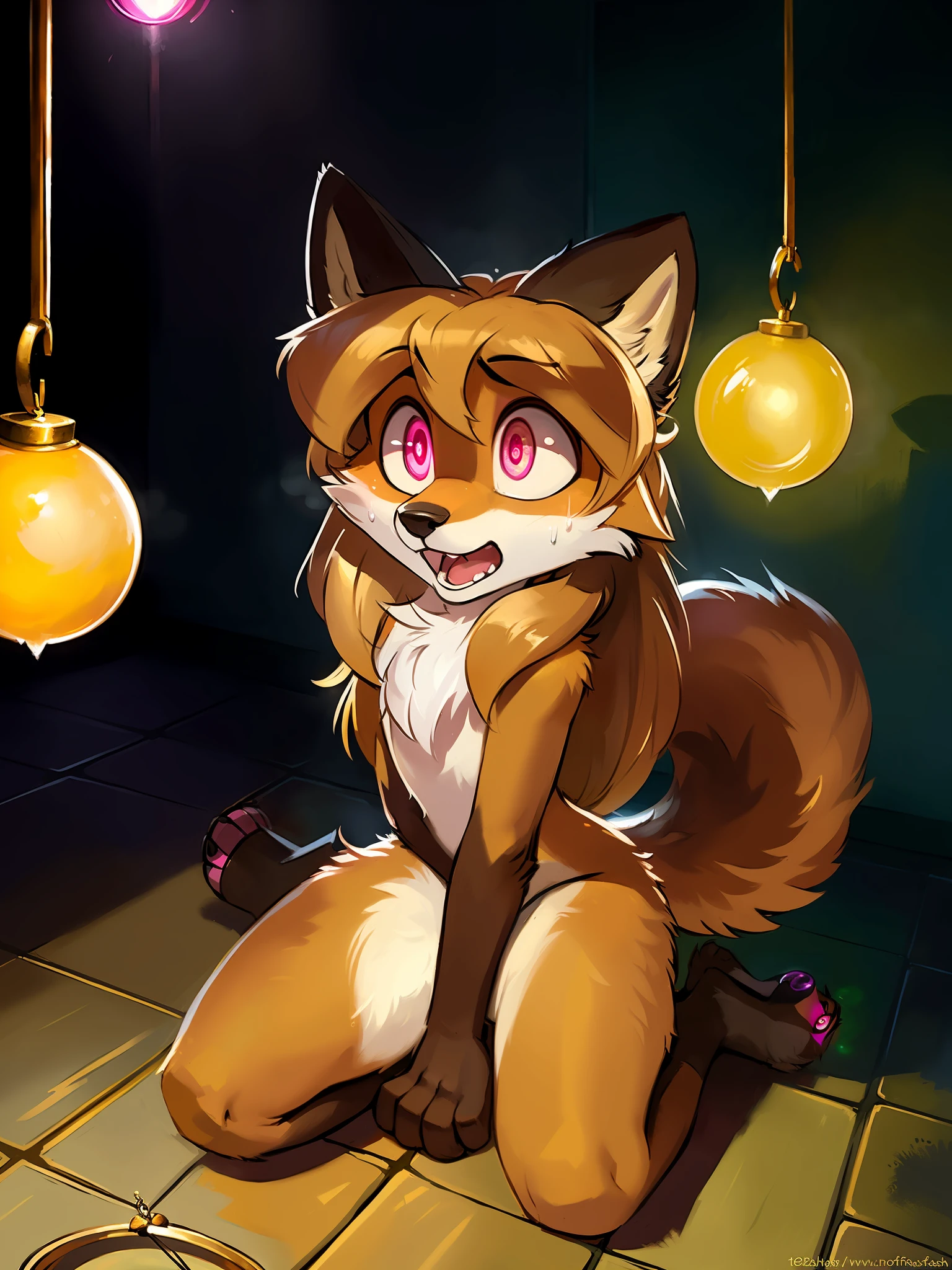 averi, fox girl, big chest, day, sexy, sensual, detailed, uploaded to e621, beautiful and detailed portrait of an anthropomorphic vixen ((woman))) kenket, Ross Tran, ruan jia, uploaded to e621, zaush, foxovh, movie lighting, basement, hypnosis, mental breaking, broken mind, mind control, mindbreak, open mouth ((:o)), looking directly at a pendulum, slave, slave, brainwashing, brainwashing, expressionless, confused, thicc, alone, submissive, kneeling, lost eyesight, luminous pink eyes, view from above, dilated pupils, steam, sweating, in heat, lust, trembling, pink bikini