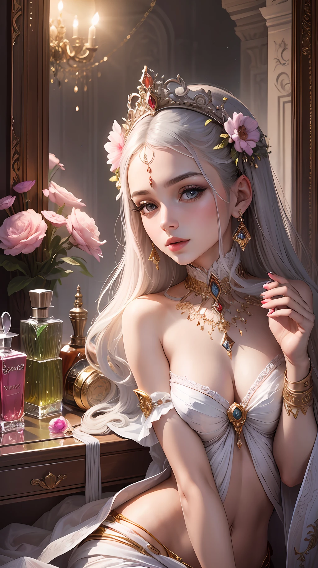 a woman divinity of perfumes and mirrors of feminine beauty --auto --s2