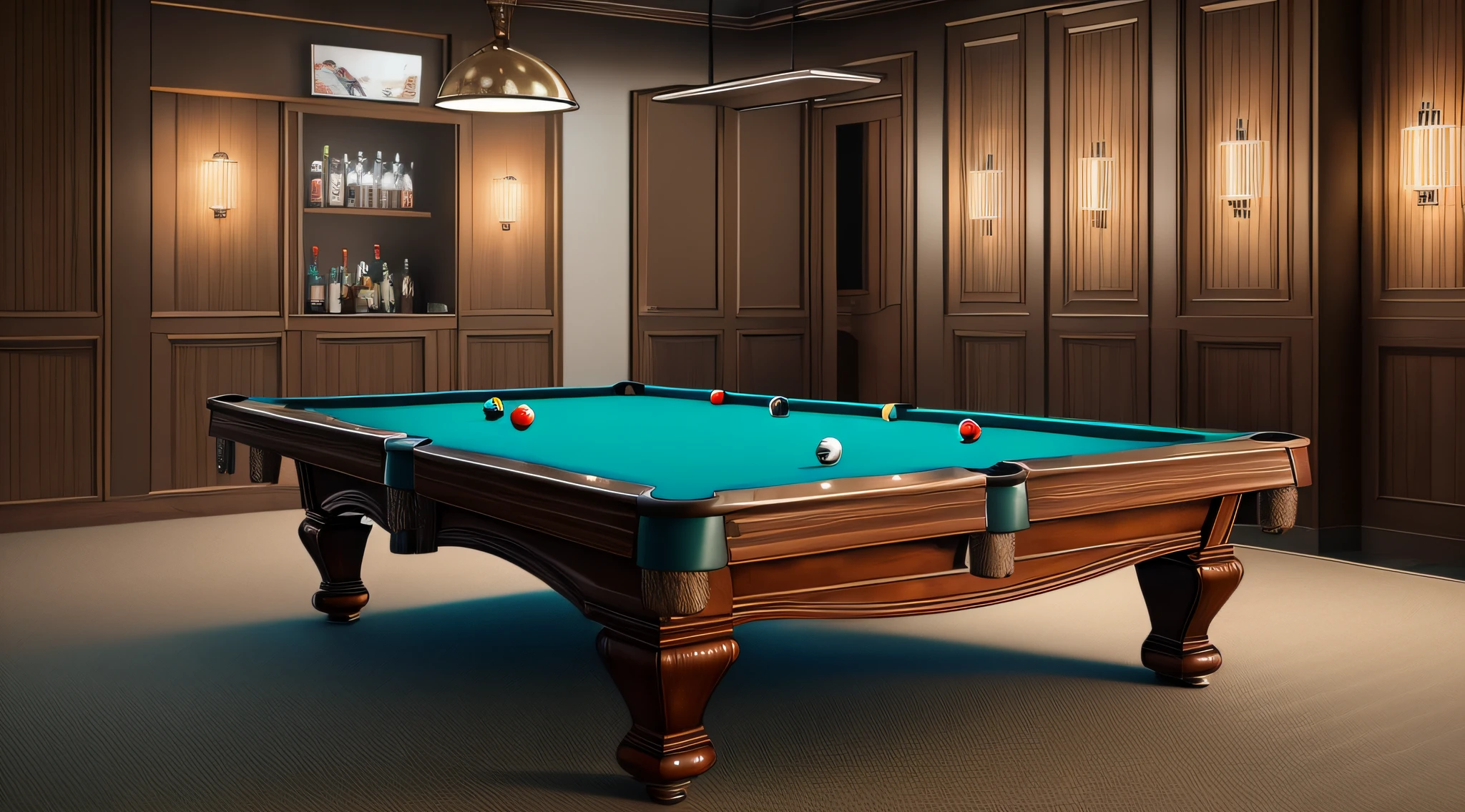 (pool table+bar with pool table:1.2), 8k, best quality, high resolution, realistic photo, bar, soft and dark lighting, cigarette smoke, masterpiece.