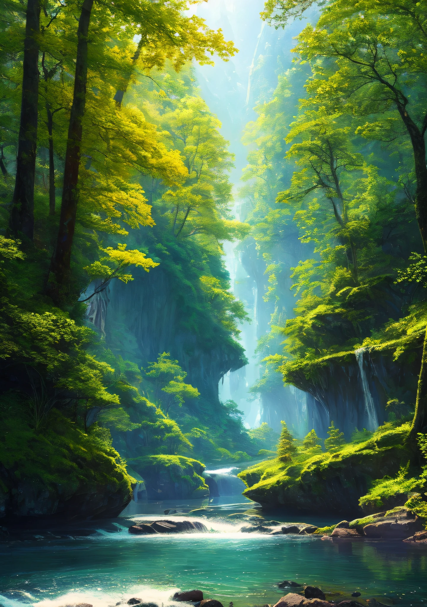 masterpiece, best quality, high quality,extremely detailed CG unity 8k wallpaper, An enchanting and dreamy front view scene of a sailboat on a narrow forrestry river in fantasy forest, with towering trees, hidden fairy glens, creating a sense of mystique and enchantment, artstation, intricate, trending, award winning photography, Bokeh, Depth of Field, HDR, bloom, Chromatic Aberration ,Photorealistic,extremely detailed, trending on artstation, trending on CGsociety, Intricate, High Detail, dramatic, art by midjourney