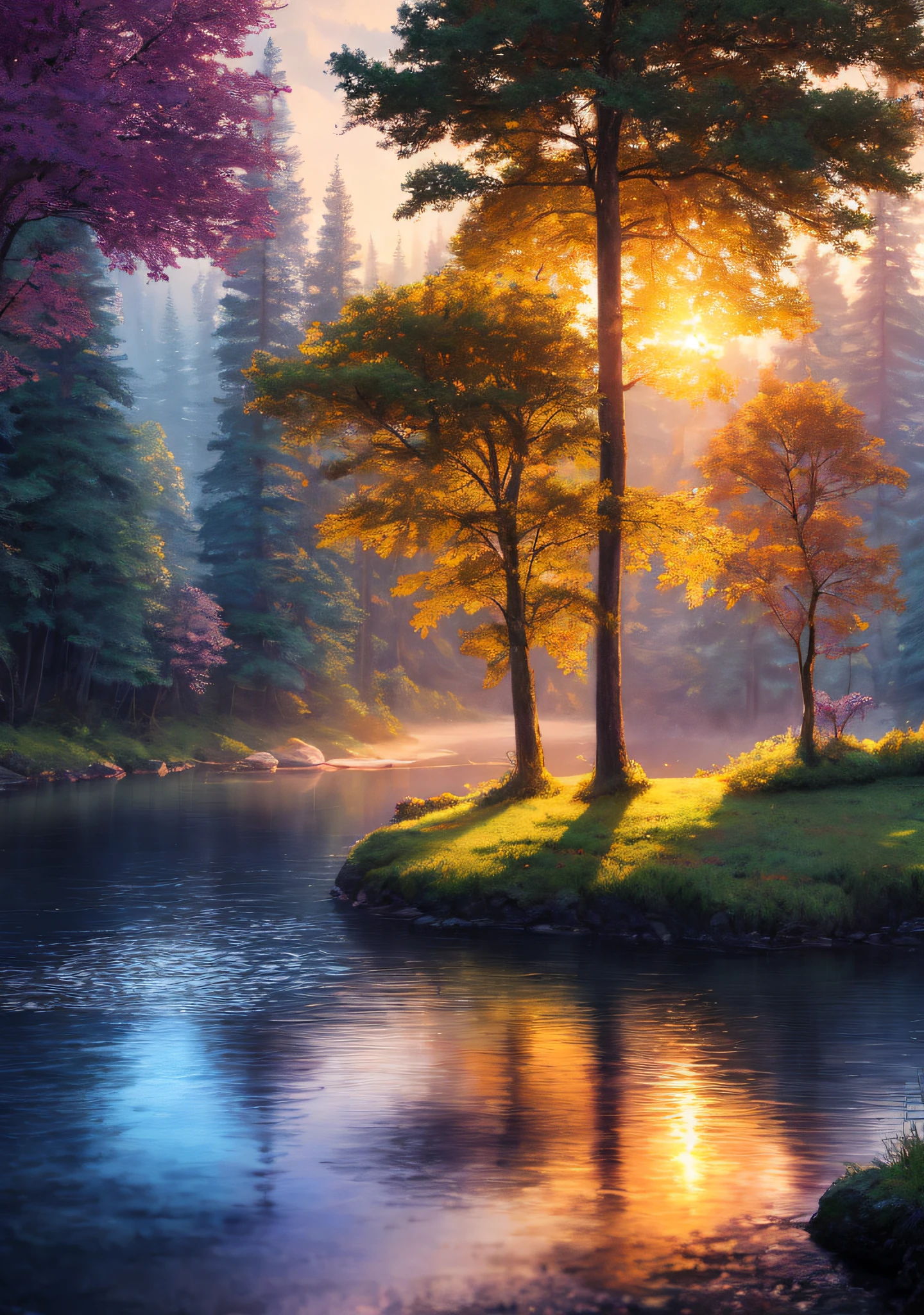 Masterpiece, best quality, high quality, extremely detailed CG unity 8k wallpaper, charming and dreamy front view scene of sailing on narrow forrestry river in dream forest, colorful deer in the river, towering trees, hidden fairy canyon that creates a mysterious and enchanting feeling, artstation, complex, trend, award winning photography, bokeh, depth of field, HDR, bloom, chromatic aberration, realism, very detailed, trend on artstation, CGsociety on trends, complexity, high detail, drama, midjourney art