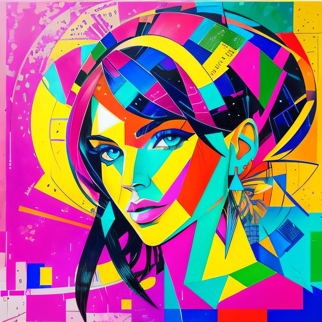 a painting of a woman's face with colorful paint, a fine art painting by Derek Gores, behance contest winner, figurative art, art on instagram, mixed media, fauvism --auto --s2