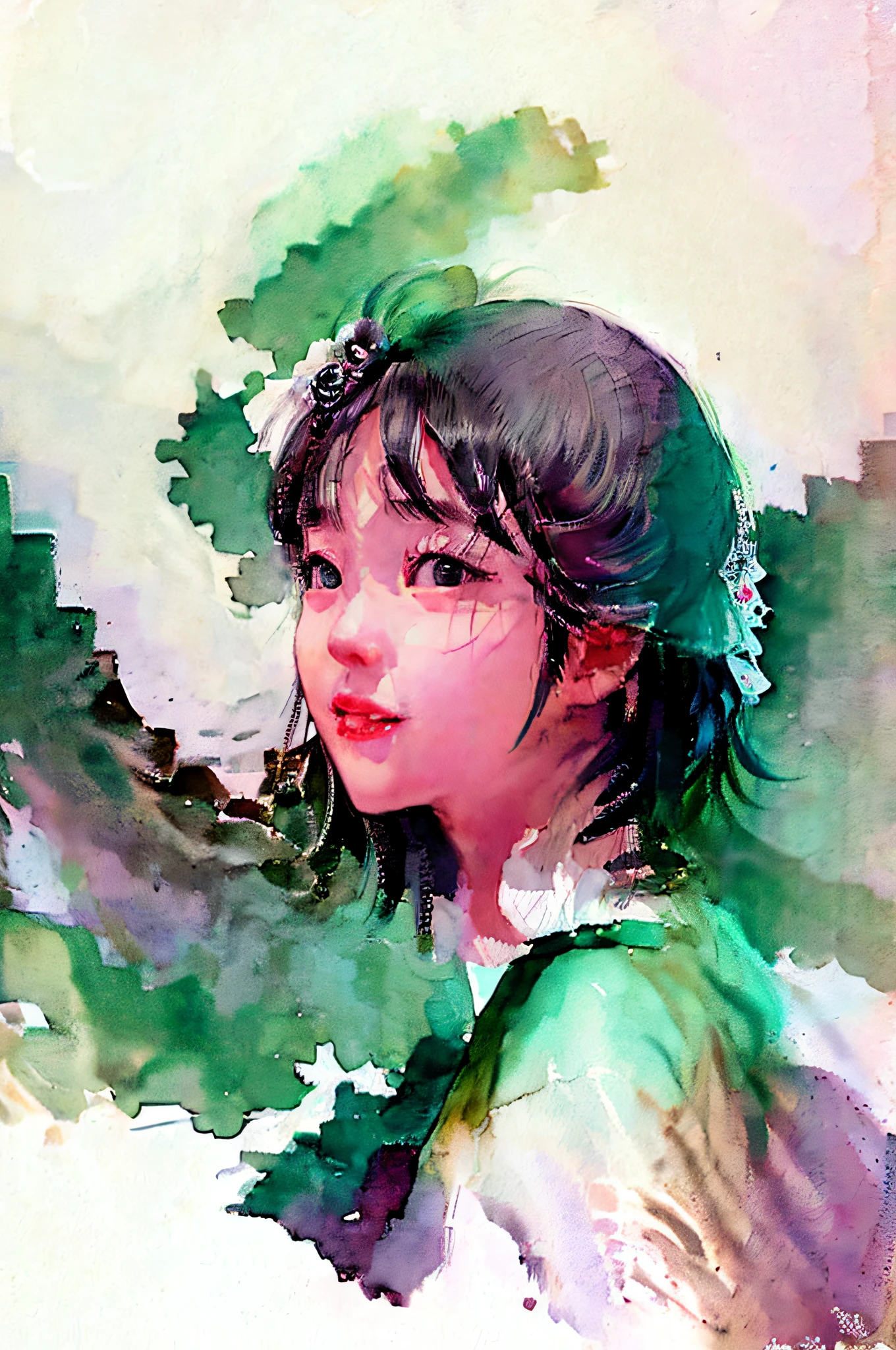 (upper body: 1.5),(white background:1.4), ((tachi-e)), original,(illustration:1.1),(best quality),(masterpiece:1.1),(extremely detailed CG unity 8k wallpaper:1.1), (colorful:0.9),(panorama shot:1.4),(full body:1.05),(solo:1.2), (ink splashing),(color splashing),((watercolor)), clear sharp focus,{ 1girl standing },((chinese style )),flower background,outdoors,rocks, looking at viewer, make happy expressions,soft smile,pure,beautyfull detailed face and eyes,beautyfull intricacy clothing decorative pattern details, black hair,black eyes,colorwater
