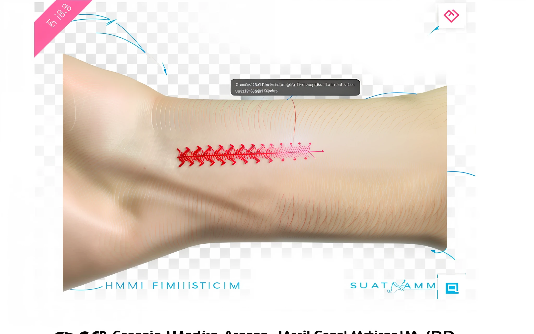 person laying on surgical bed, focus on right arm, fine straight wound on the arm, reddish borders 2 mm wide, high definition, skin very realistic, pores visible, surgical room --auto --s2