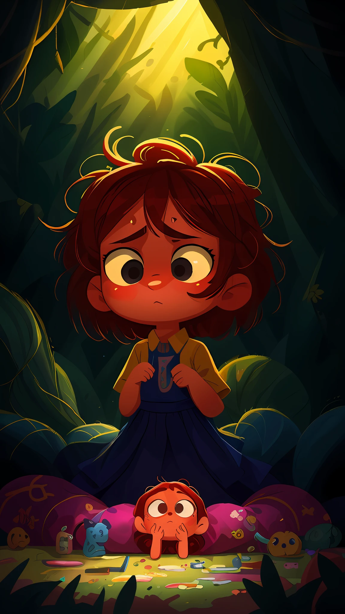 (8k CG unit wallpaper extremely detailed, masterpiece, best quality, ultra-detailed), (better lighting, better shadow, extremely delicate and beautiful), child with disgust of me, disgusting environment, dark atmosphere, shallow depth of field, thoughtful expression, vivid colors, subtle lighting.