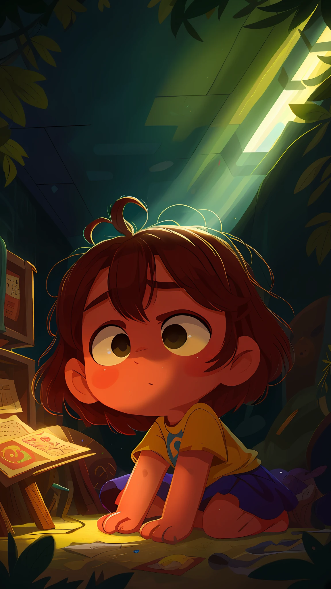 (8k CG unit wallpaper extremely detailed, masterpiece, best quality, ultra-detailed), (better lighting, better shadow, extremely delicate and beautiful), child with disgust of me, disgusting environment, dark atmosphere, shallow depth of field, thoughtful expression, vivid colors, subtle lighting.