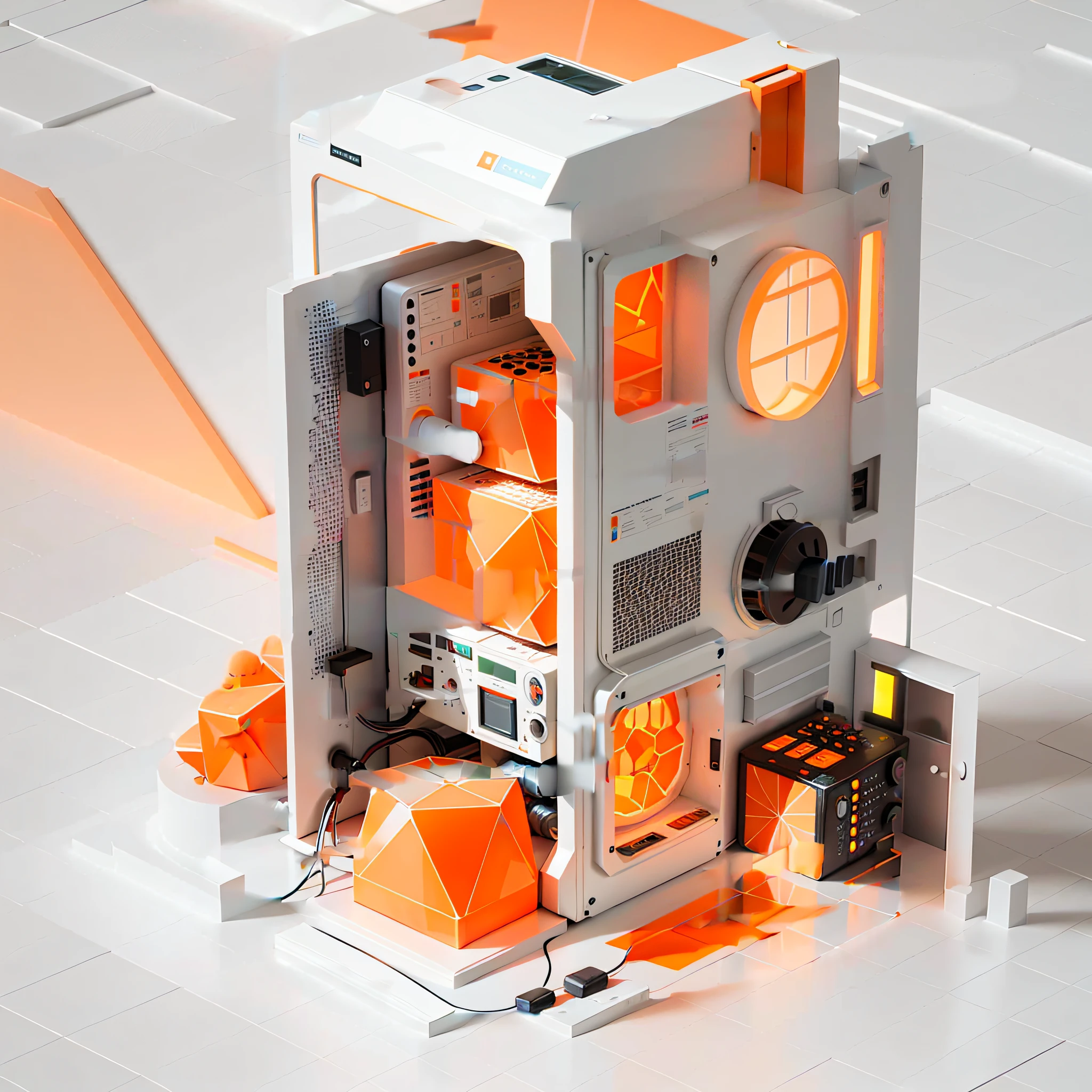 Smart, computer, network, geometric base, glass transparent texture, orange gradient,