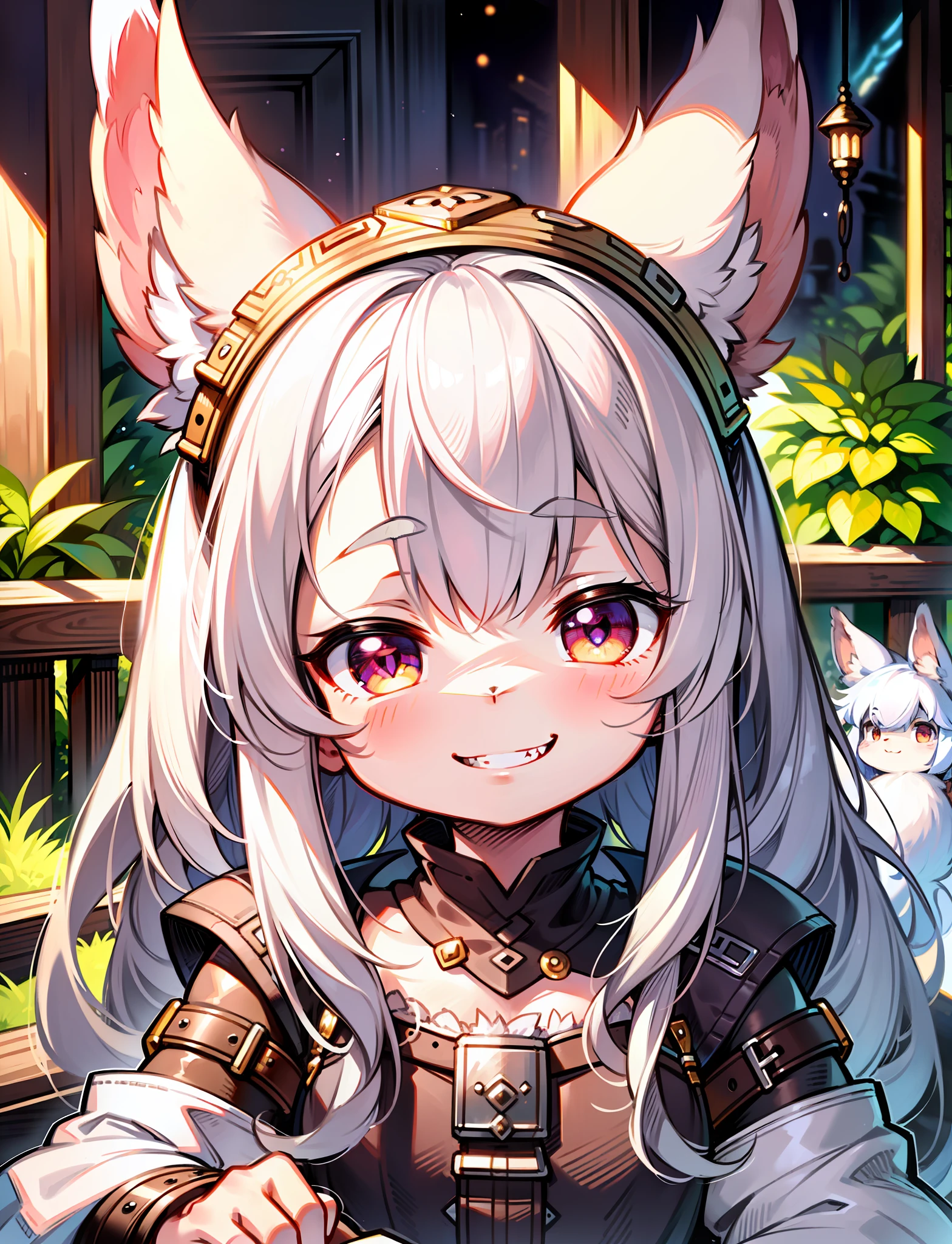 face focus, portrait, avatar, fluffy, :D, cute, 1girl, solo, furry, nanachi \(made in abyss\), nanachihat, looking at viewer, smile, , close up, focus on the face