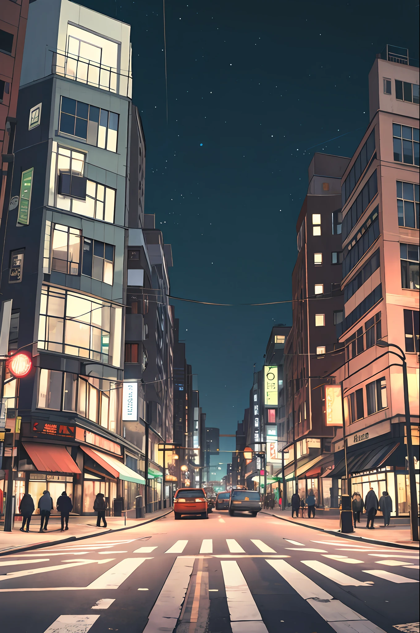 City background, building, street, traffic light